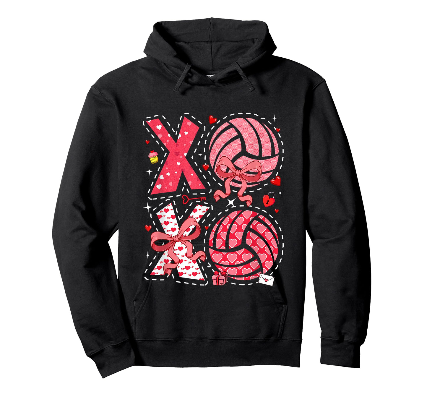 Pink Costume Volleyball Balls Bow Tie Hearts Valentine's Day T-Shirt