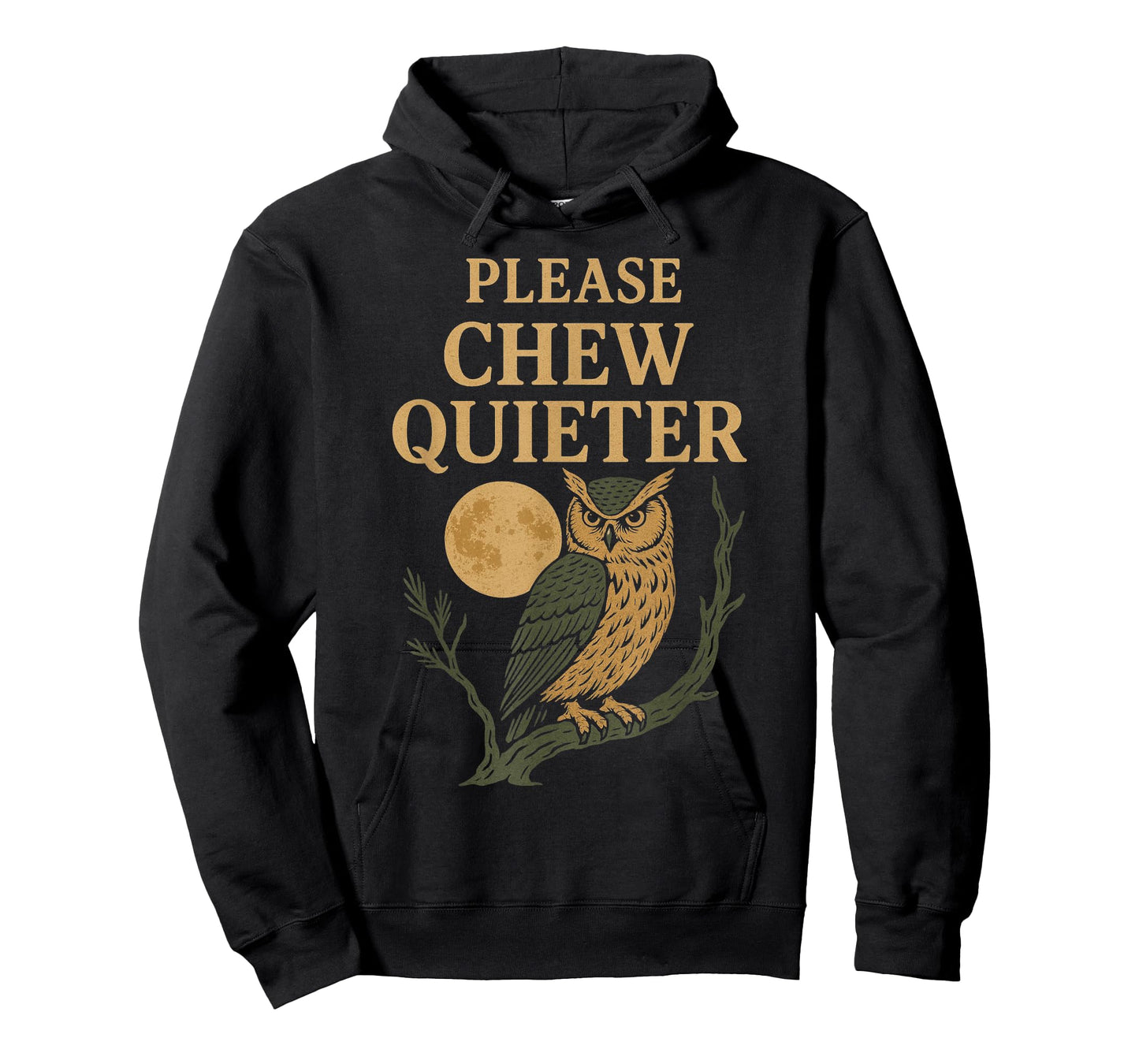 Please Chew Quieter Fanny Christmas Novelty Owl Artwork T-Shirt