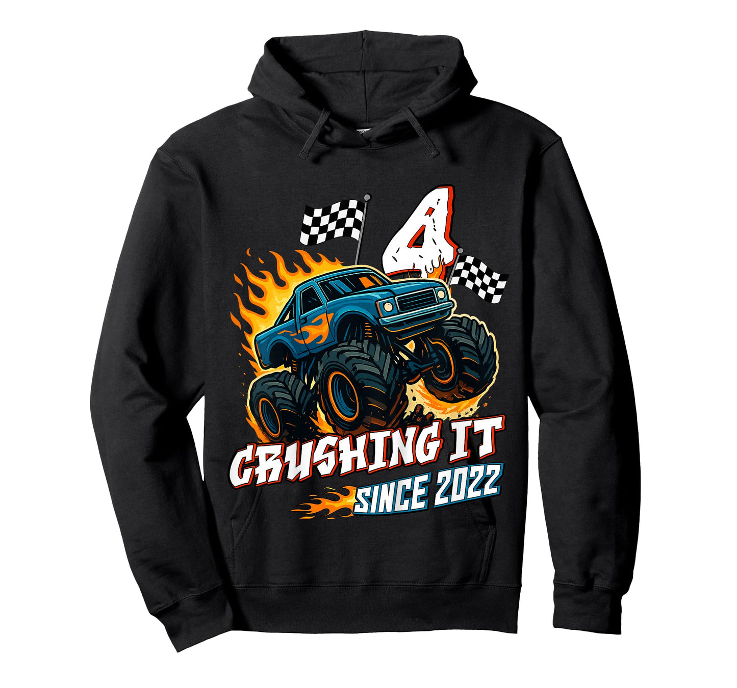 Birthday Monster Truck 4 Year Old Boys 4th Party Born 2022 T-Shirt
