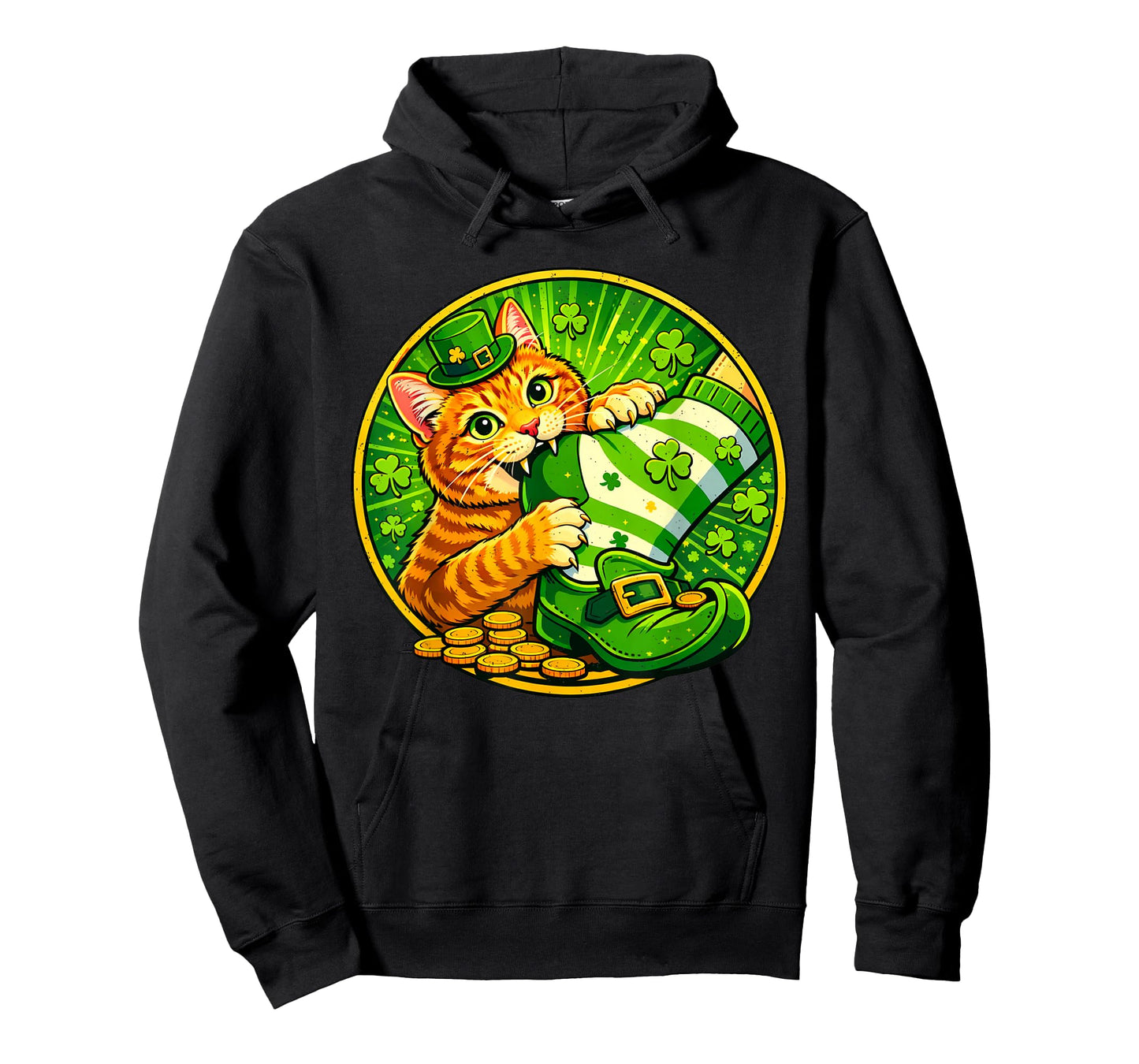 St Patricks Day Cat Bite Shamrock St Paddys Day Kitten Lover T-Shirt