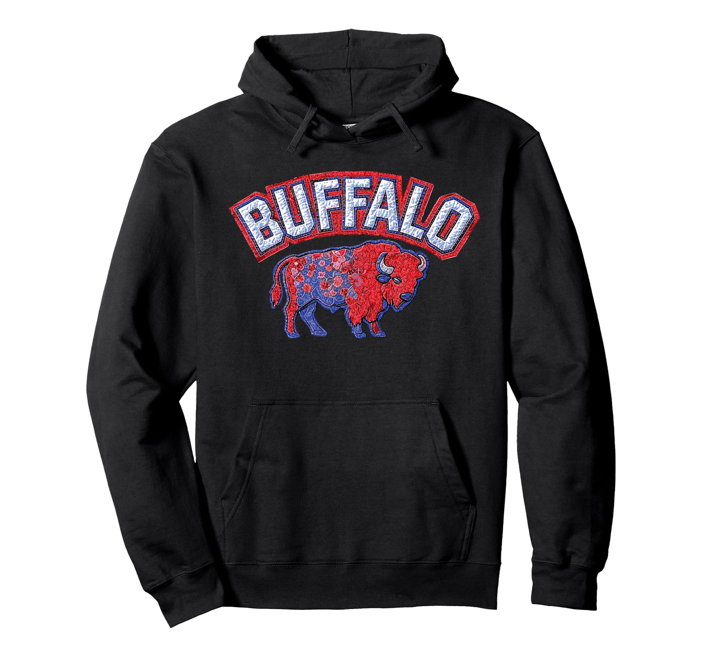 Buffalo - Bison Faux Patchwork Stitch Graphic 716 NY City T-Shirt