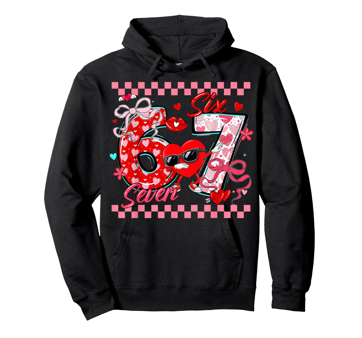 Valentine 67 Six Seven Meme Dabbing Hearts Matching Couple T-Shirt