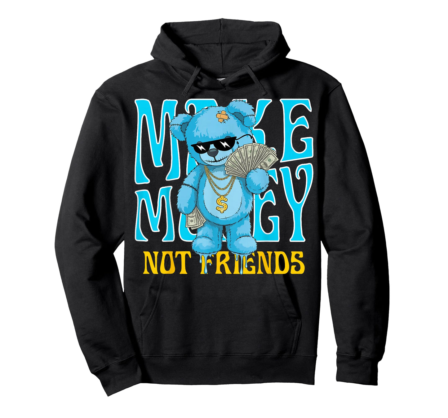 Streetwear Retro Matching Gamma Blue Make Money Not Friends T-Shirt