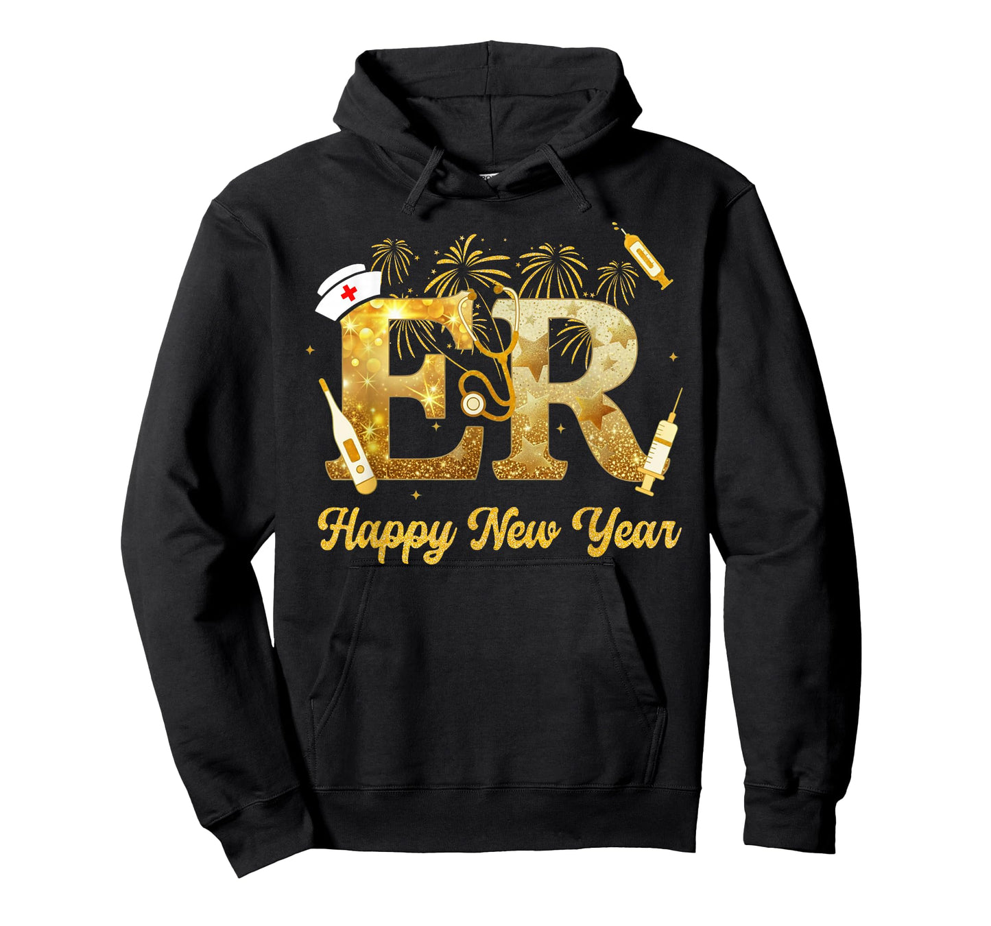 Retro ER Nurse Happy New Year 2026 Fireworks Nurse Squad T-Shirt