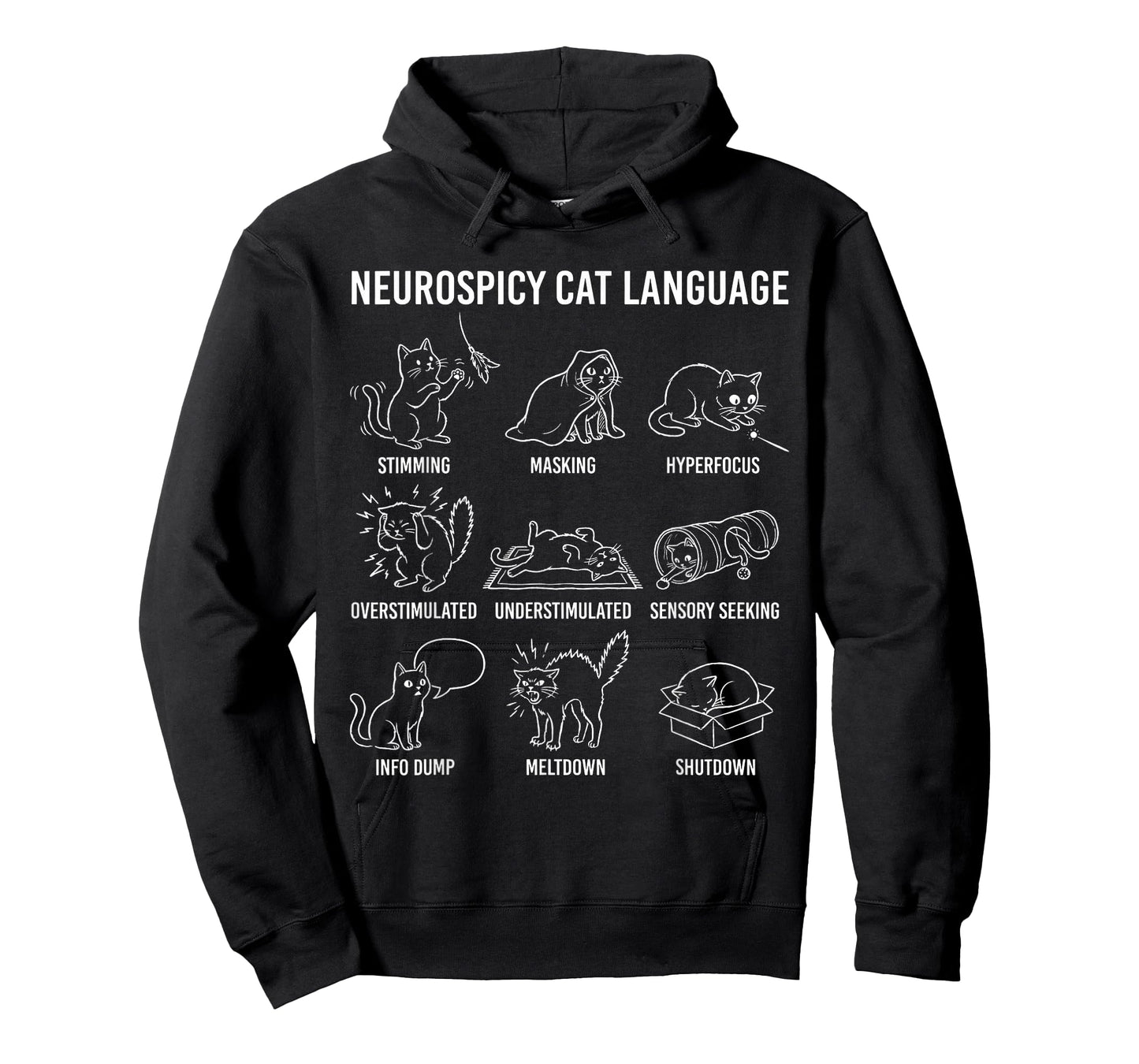 Funny Neurospicy Cat Autism ADHD Awareness Neurodiversity T-Shirt