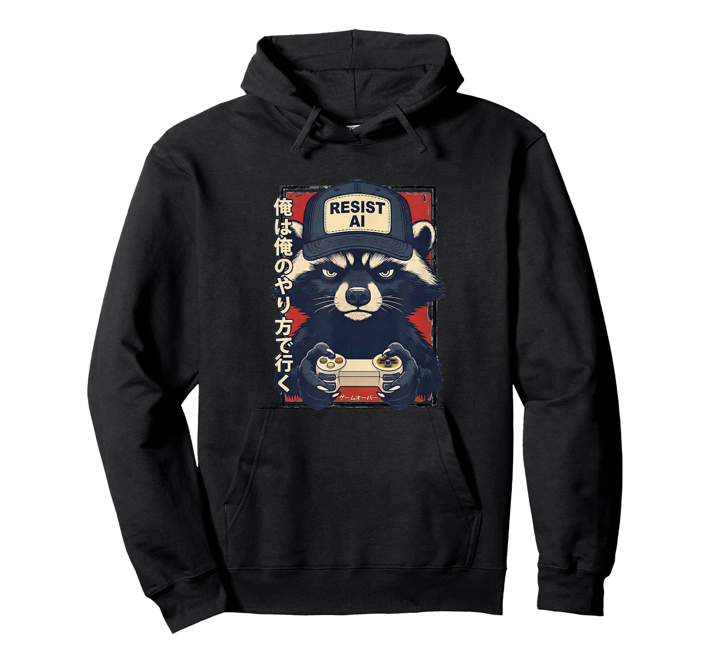 Resist AI - Raccoon Gamer Design T-Shirt