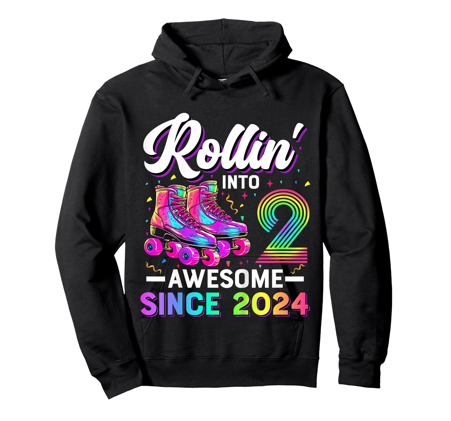 Kids 2nd Birthday Shirt Girl Two 2 Year Old Roller Skate Skating T-Shirt