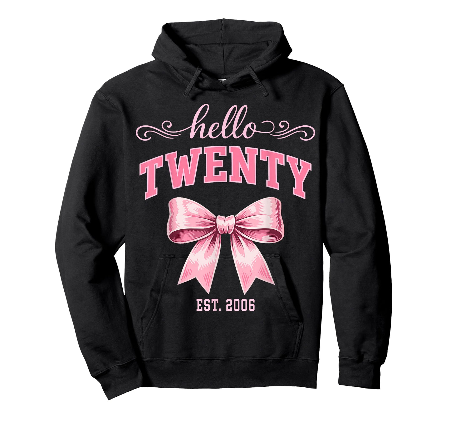 Hello Twenty Est 2006 Cute Coquette Bow 20th Birthday Girls T-Shirt