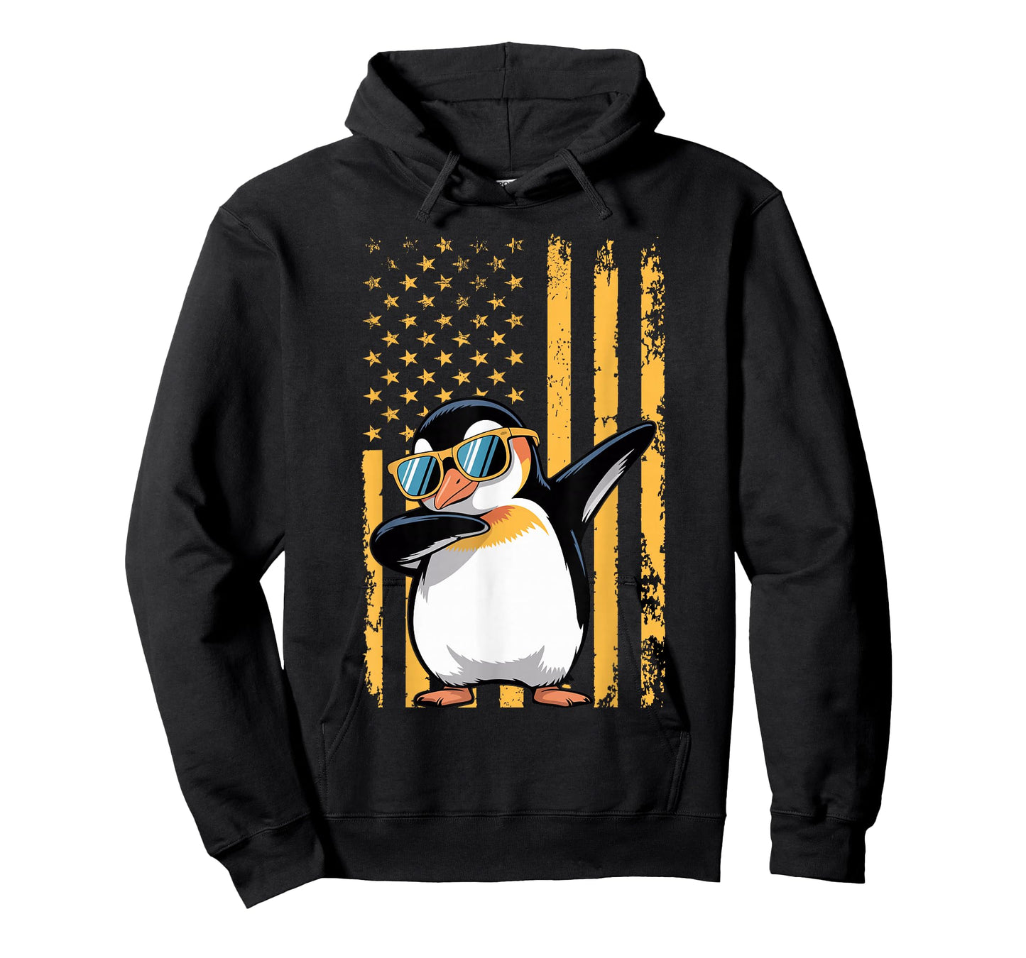 Graphic Penguin Retro American Flag Funny Penguin Lovers T-Shirt