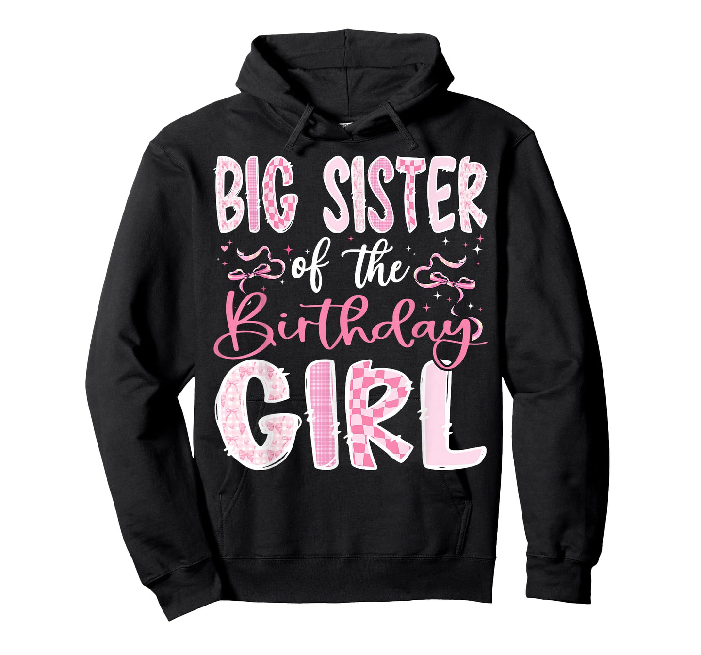 Big Sister of The Birthday Girl Pink Coquette Bow Family T-Shirt