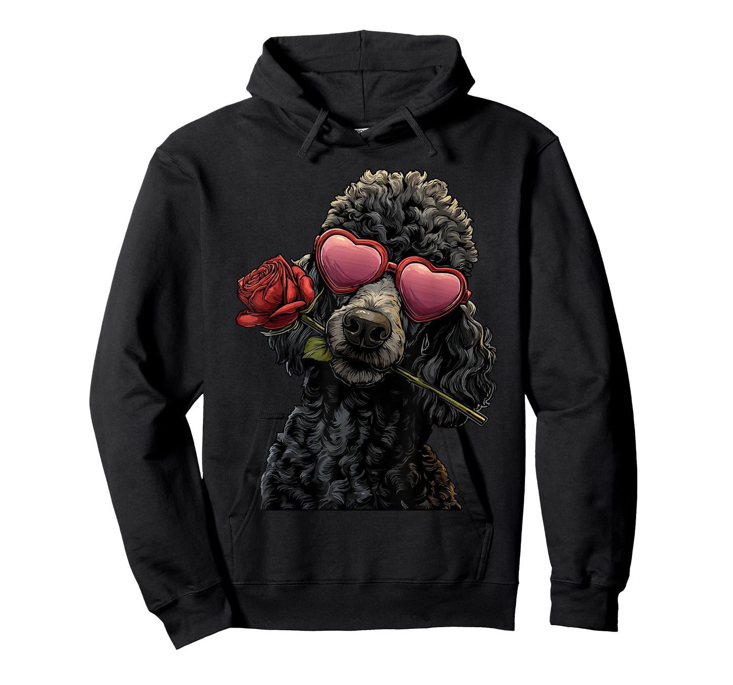 Cute Poodle with Heart Glasses Rose Valentine's Day Dog T-Shirt