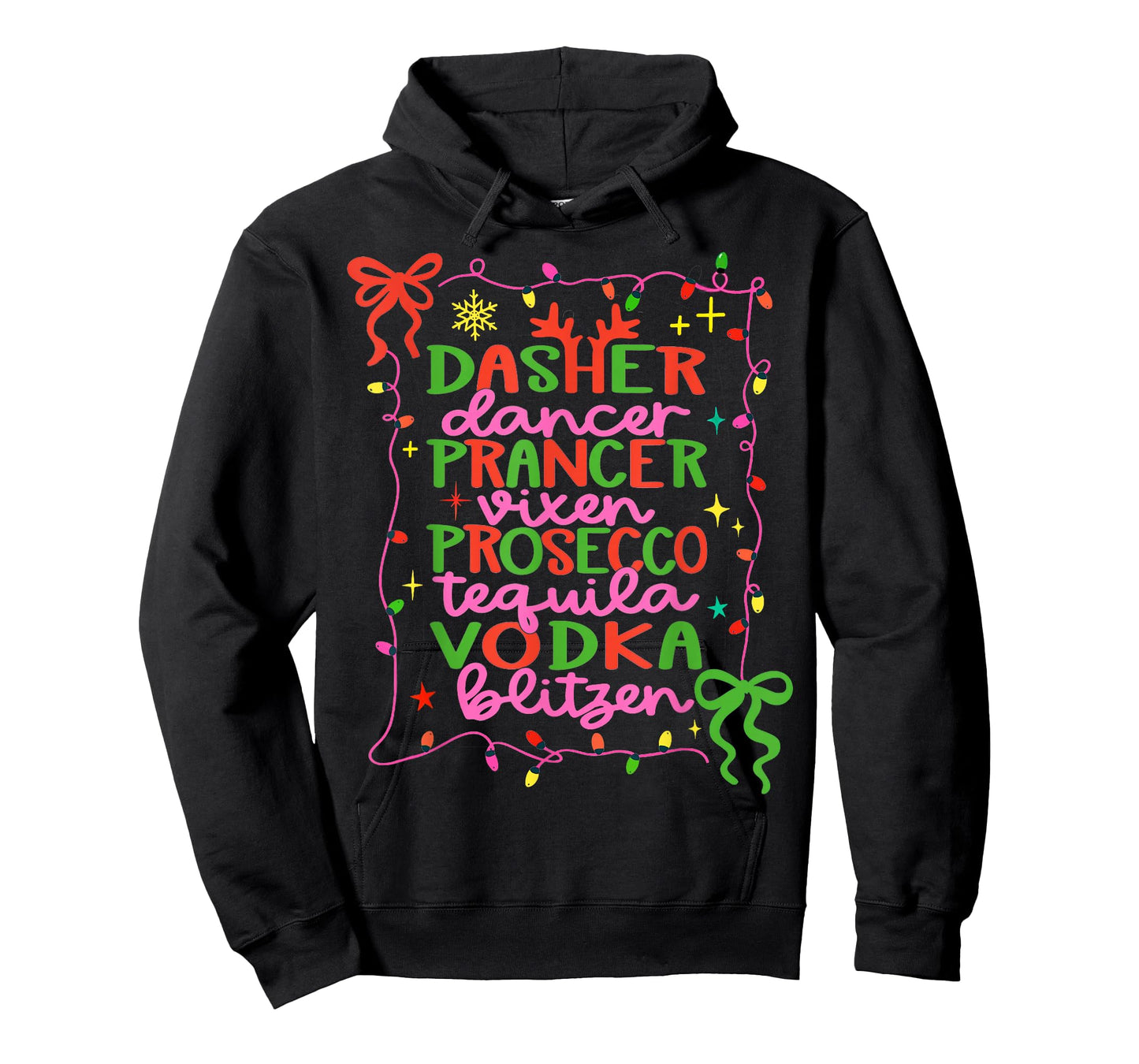 Dasher Dancer Prancer Vixen Tequila Vodka Blitzen Christmas T-Shirt