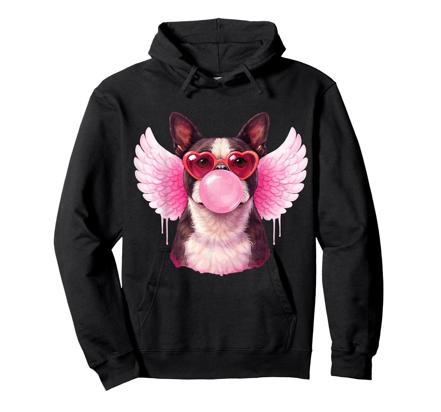 Retro Cupid Valentine Dog Love Hearts Cute Boston Terrier T-Shirt