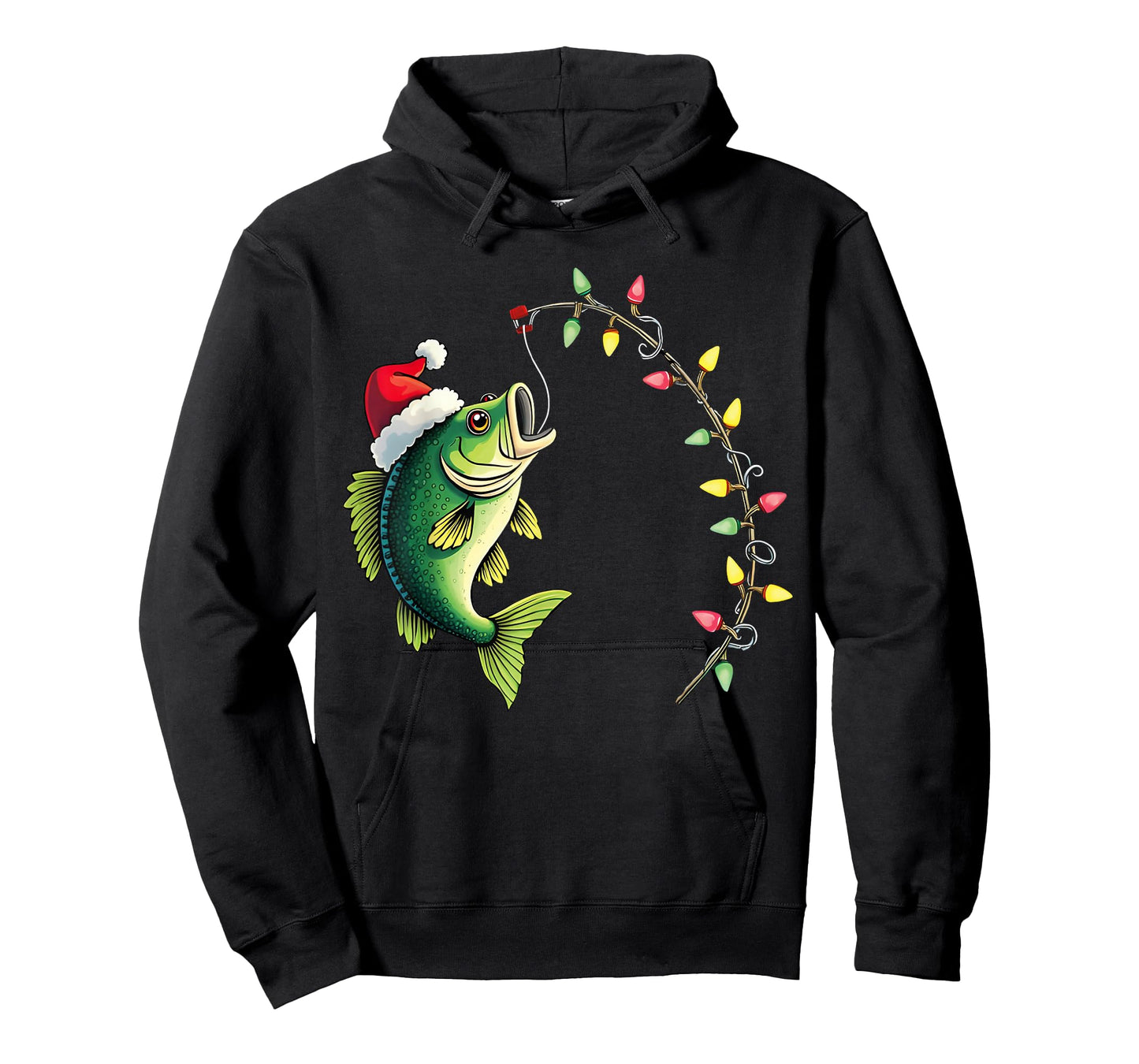 Funny Bass Fishing Santa Hat Christmas Pajama Fishermen Fish T-Shirt
