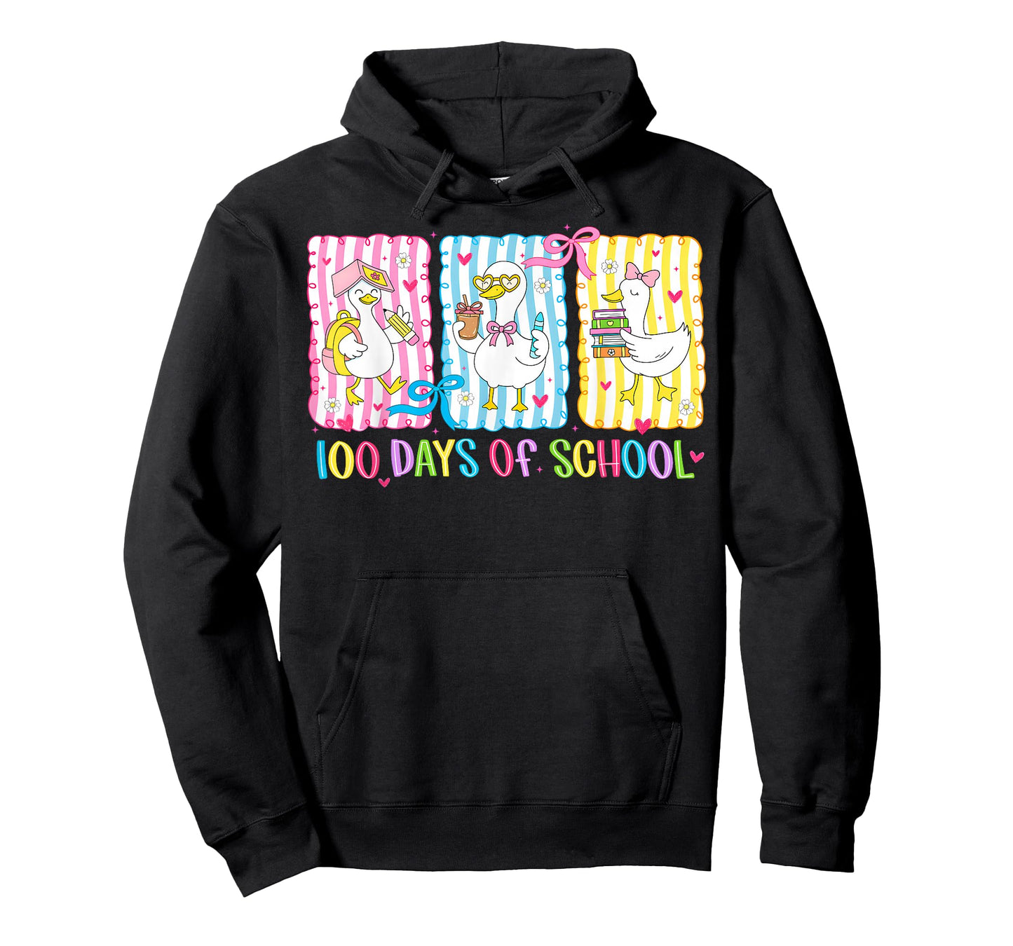 100 Days of School Goose Coquette Bow 100th Day Teacher Kids T-Shirt