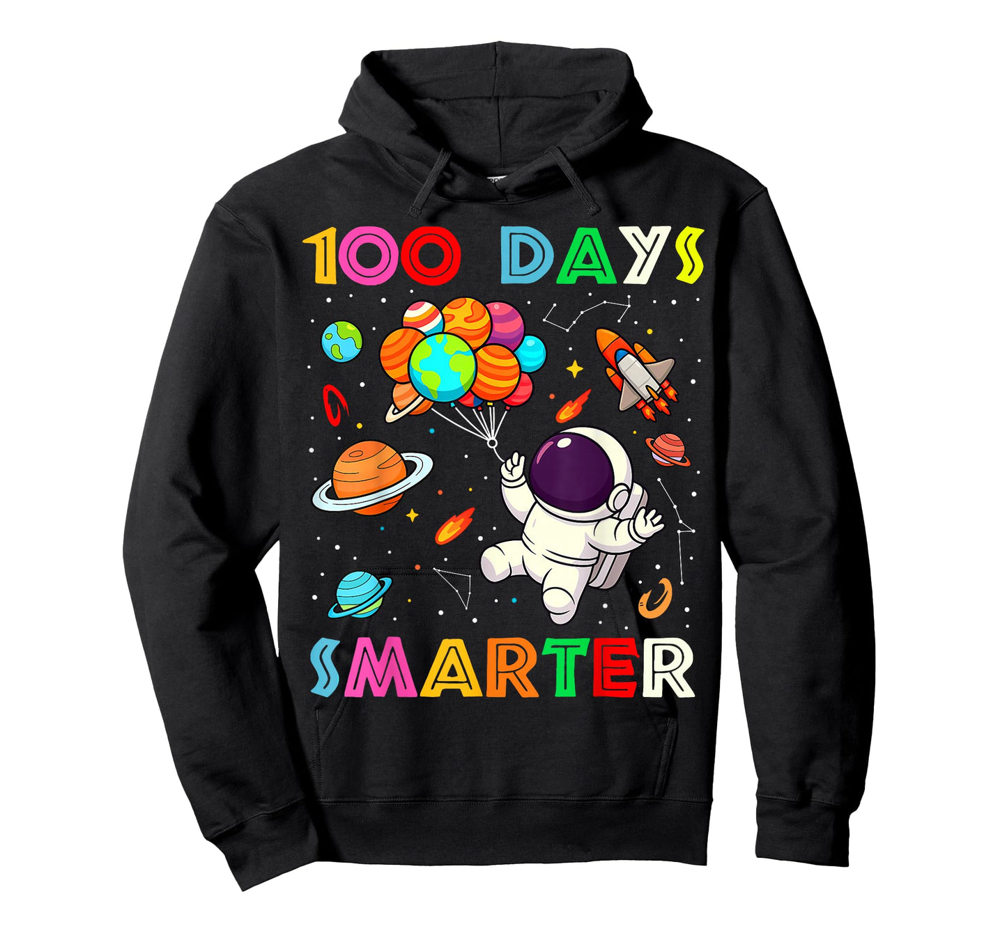 100 Days Smarter Space Astronaut 100th Day School Boys Kids T-Shirt