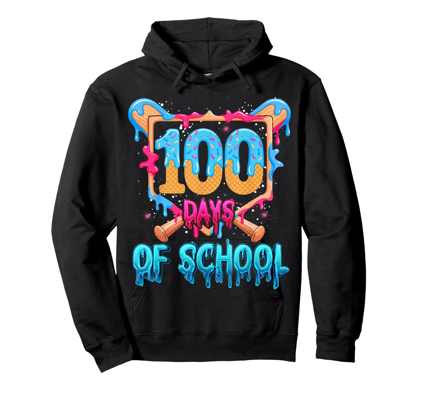 Happy 100 Days of School Baseball Drip 100th Day of School T-Shirt