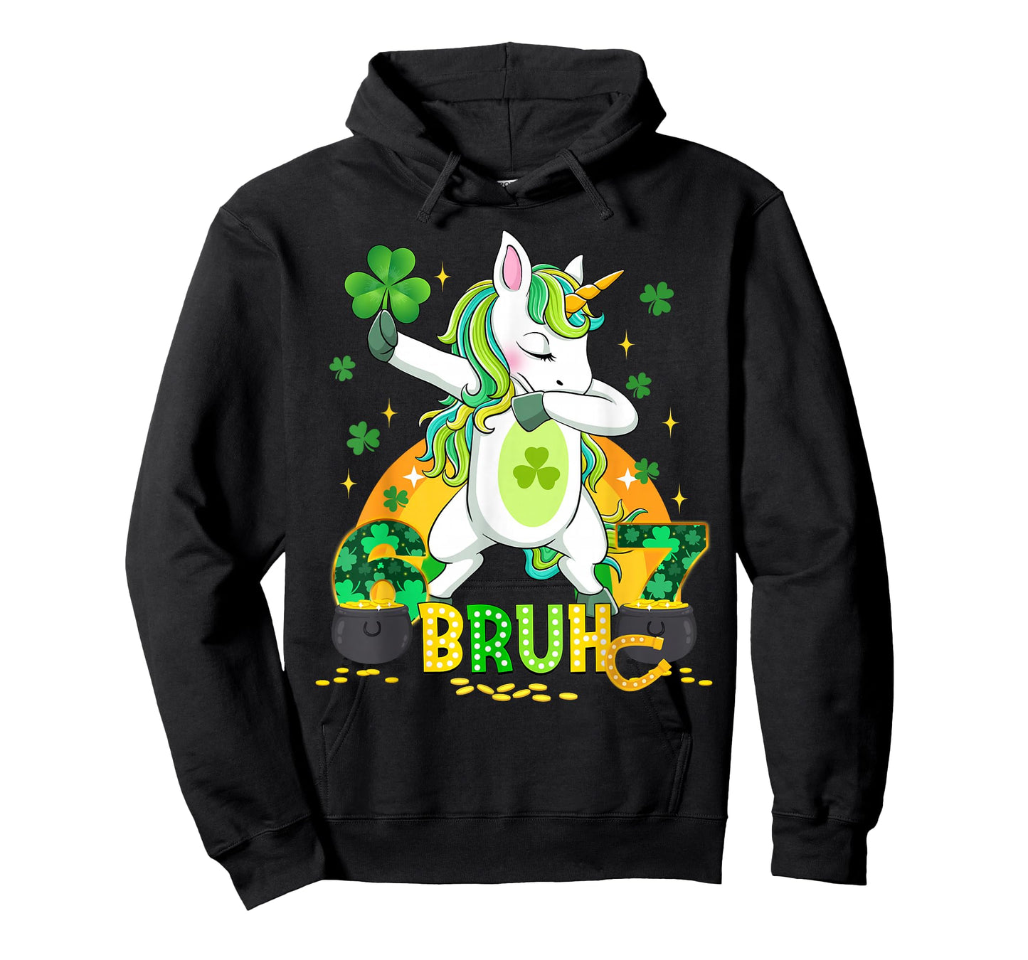 Six Seven Bruh Patricks Day Irish Unicorn Dabbing T-Shirt