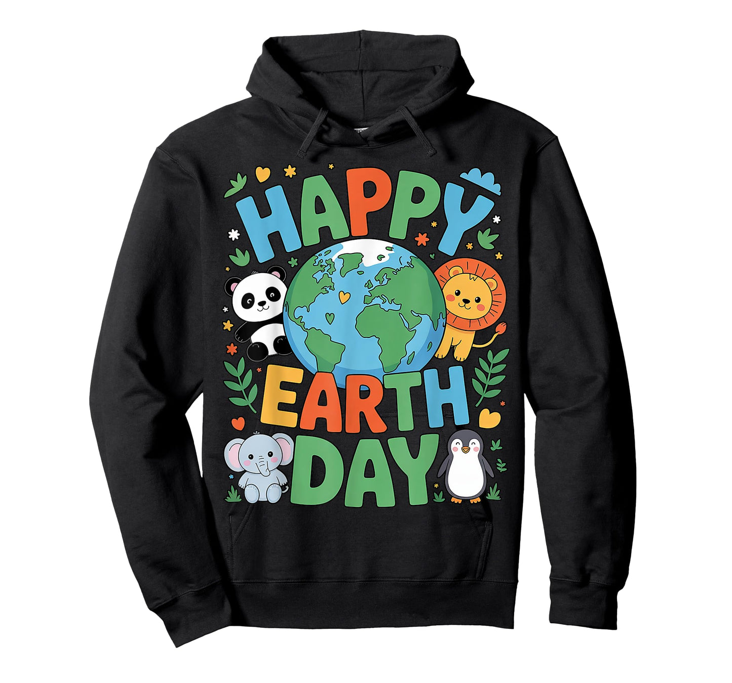 Smiling Earth Surrounded by Baby Animals Happy Earth Day T-Shirt