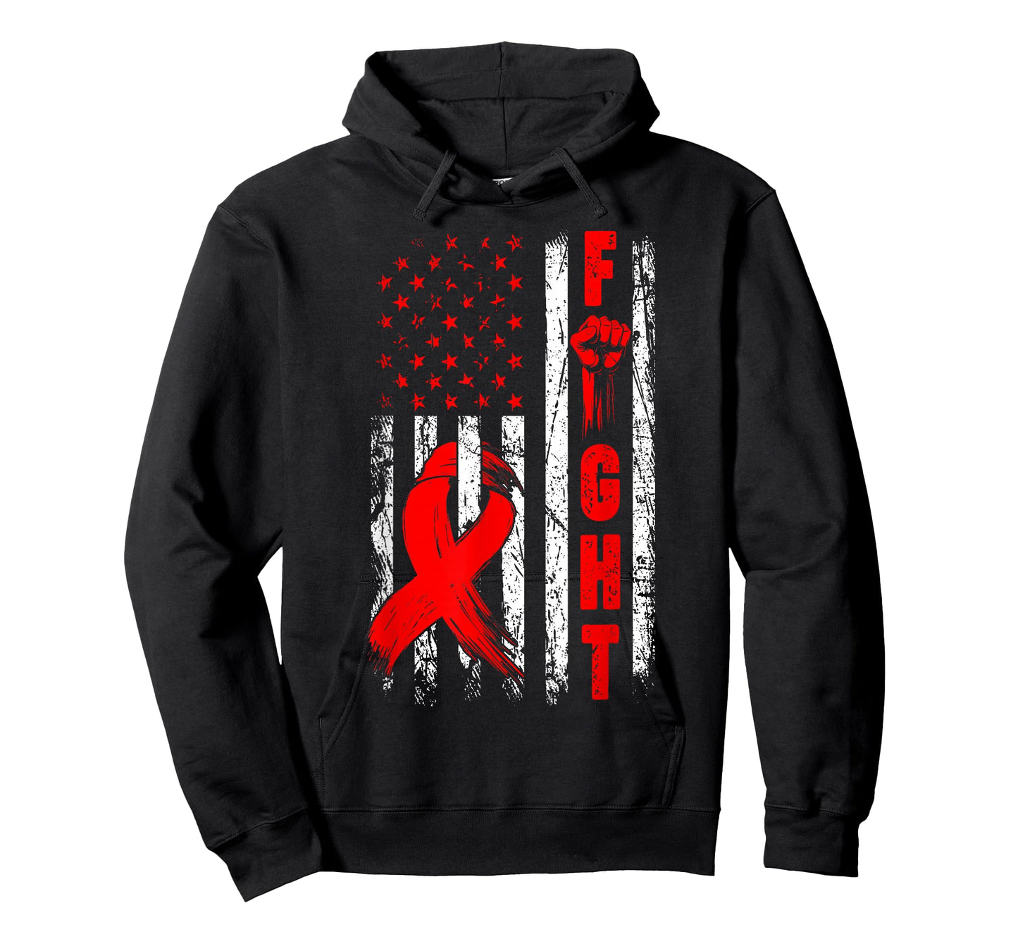 Fight Heart Disease Awareness Red Ribbon USA American Flag T-Shirt