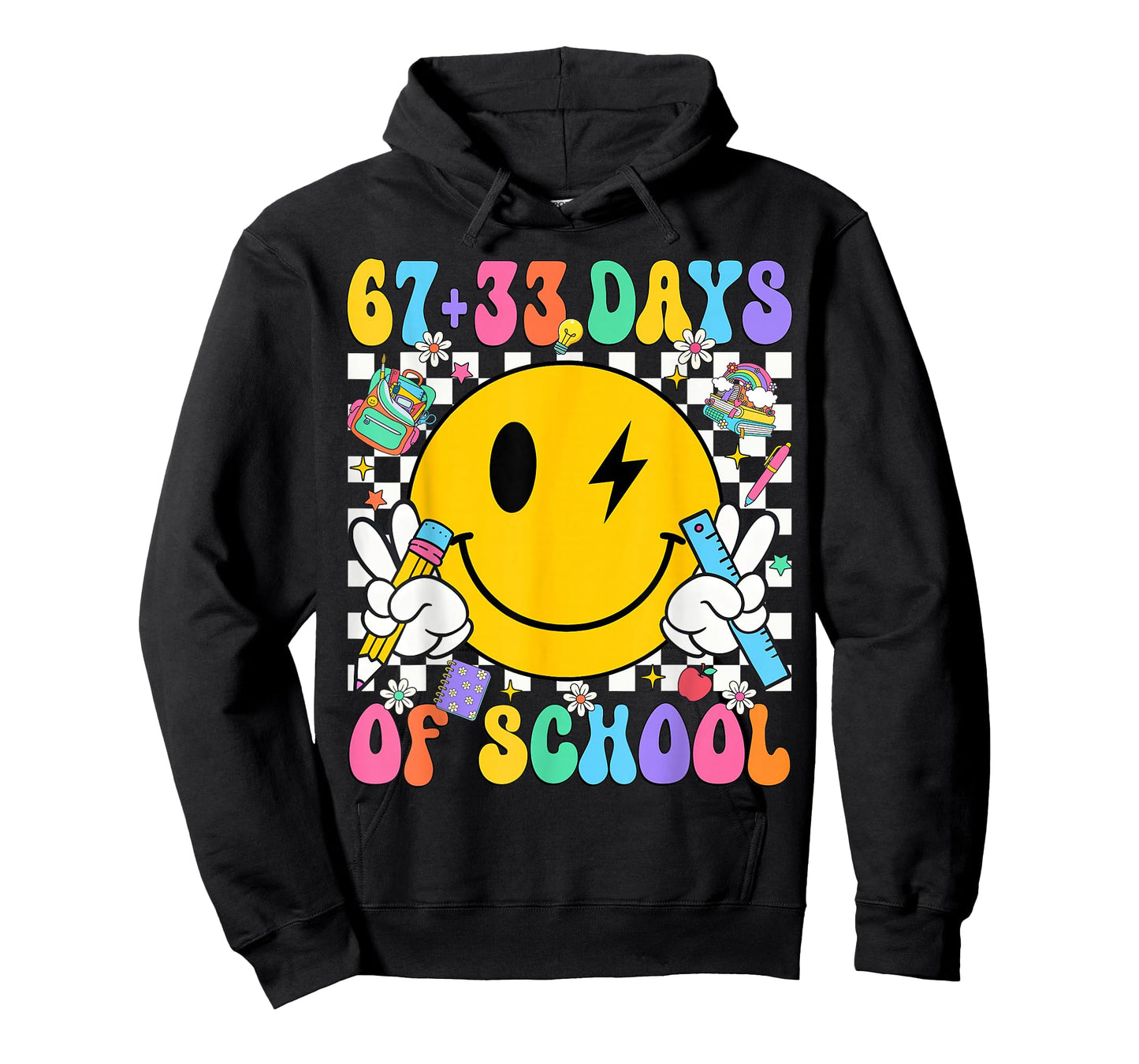 67 33 Days of School Vibes Smile Face 100 Days of School Kid T-Shirt