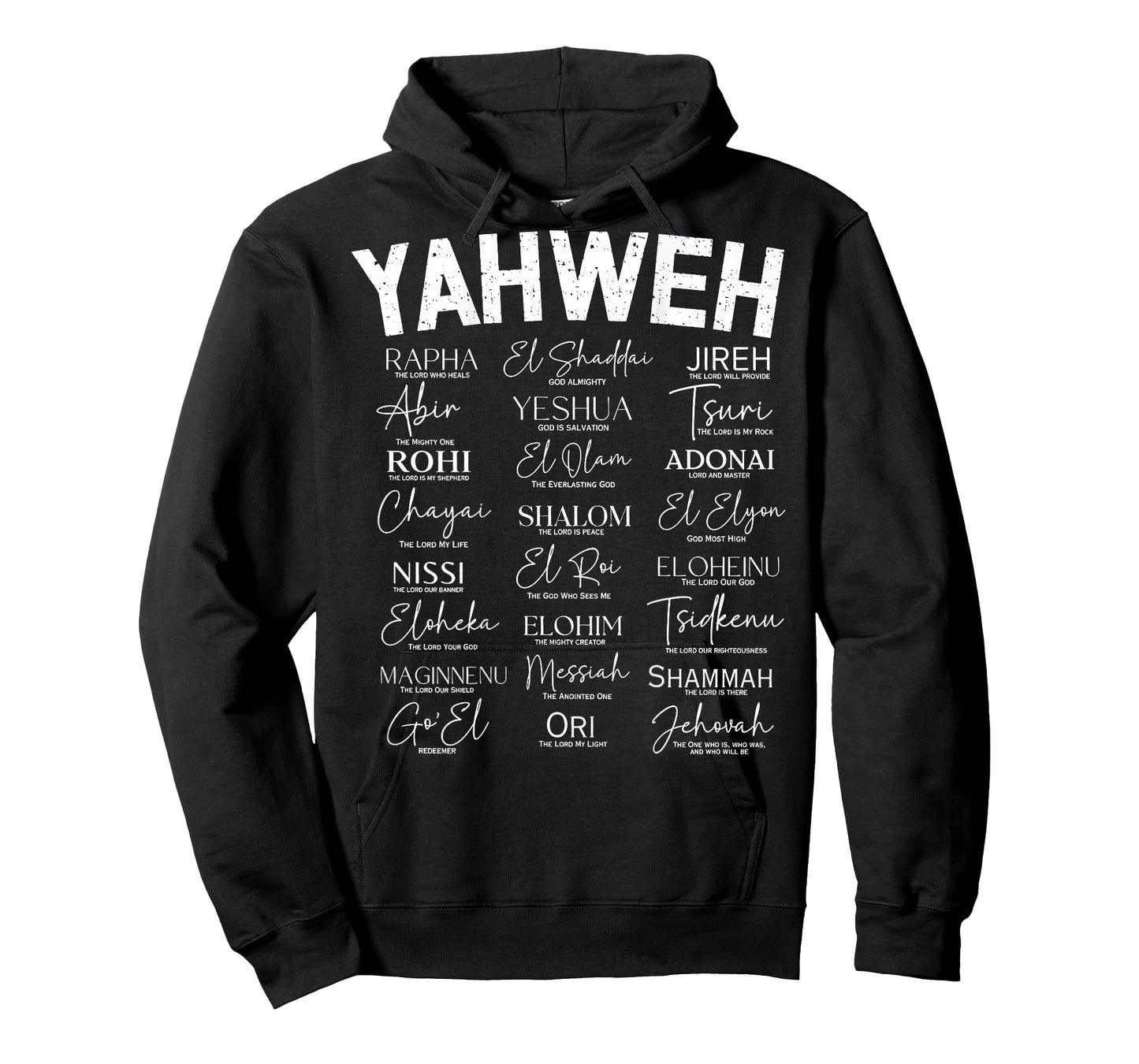 Hebrew Names of God Hebrew Jesus Christian (On Back) T-Shirt