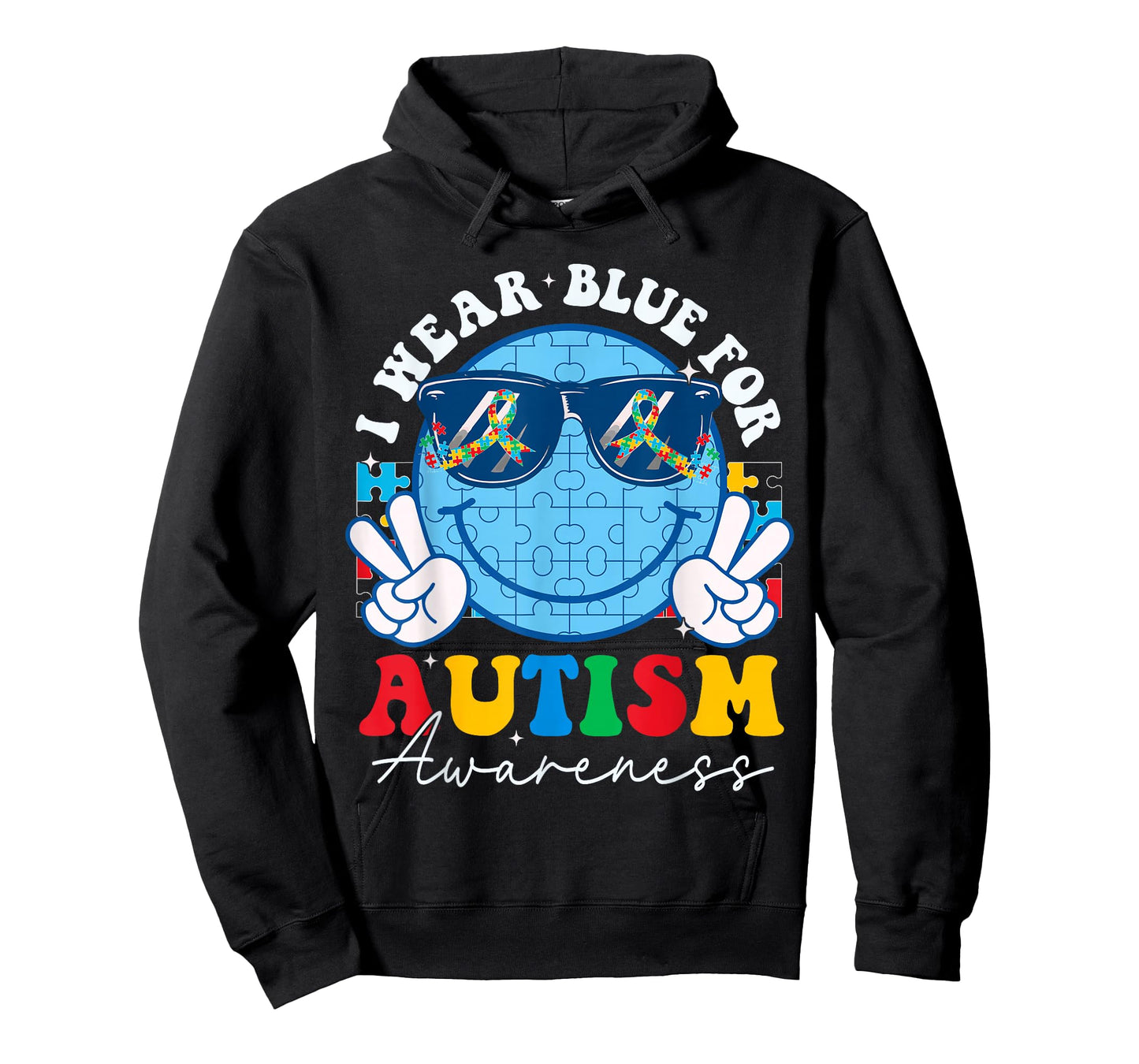 Autism Awareness Month I Wear Blue Teacher Kids Smile Face T-Shirt