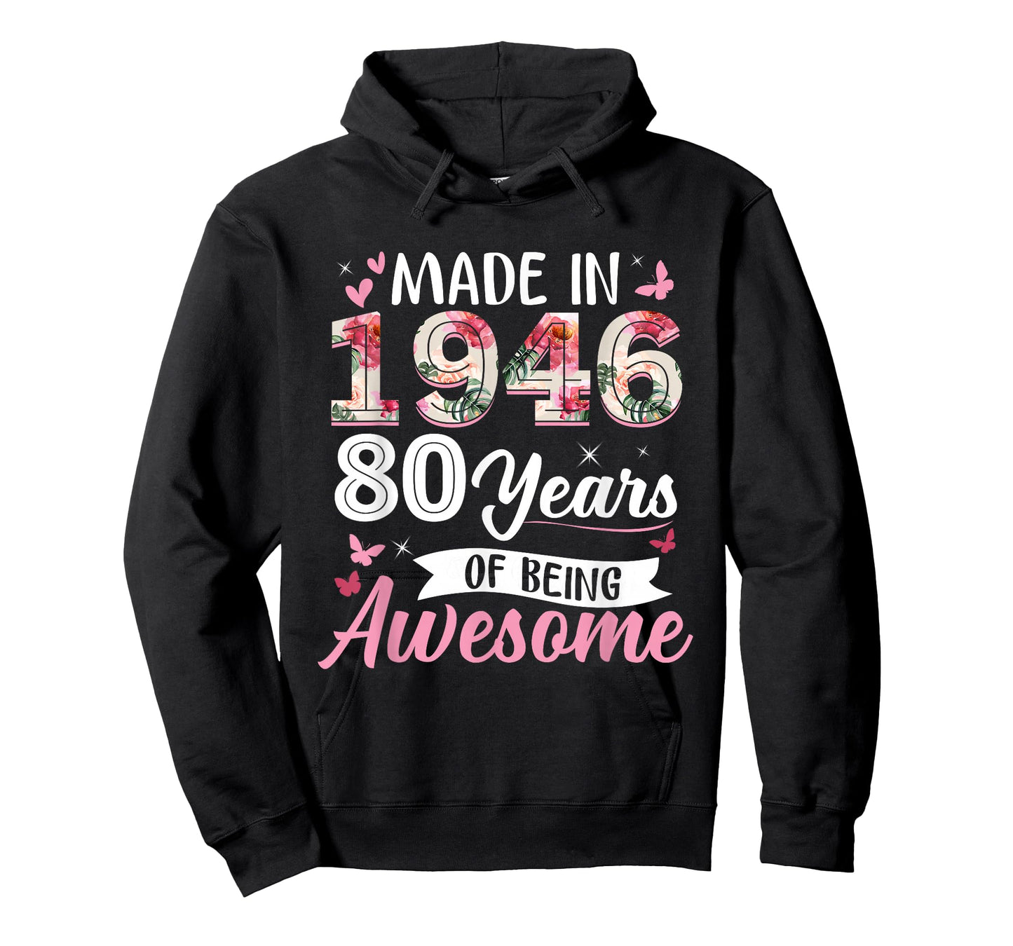 80 Years Old Born in 1946 Funny Floral 80th Birthday Women T-Shirt