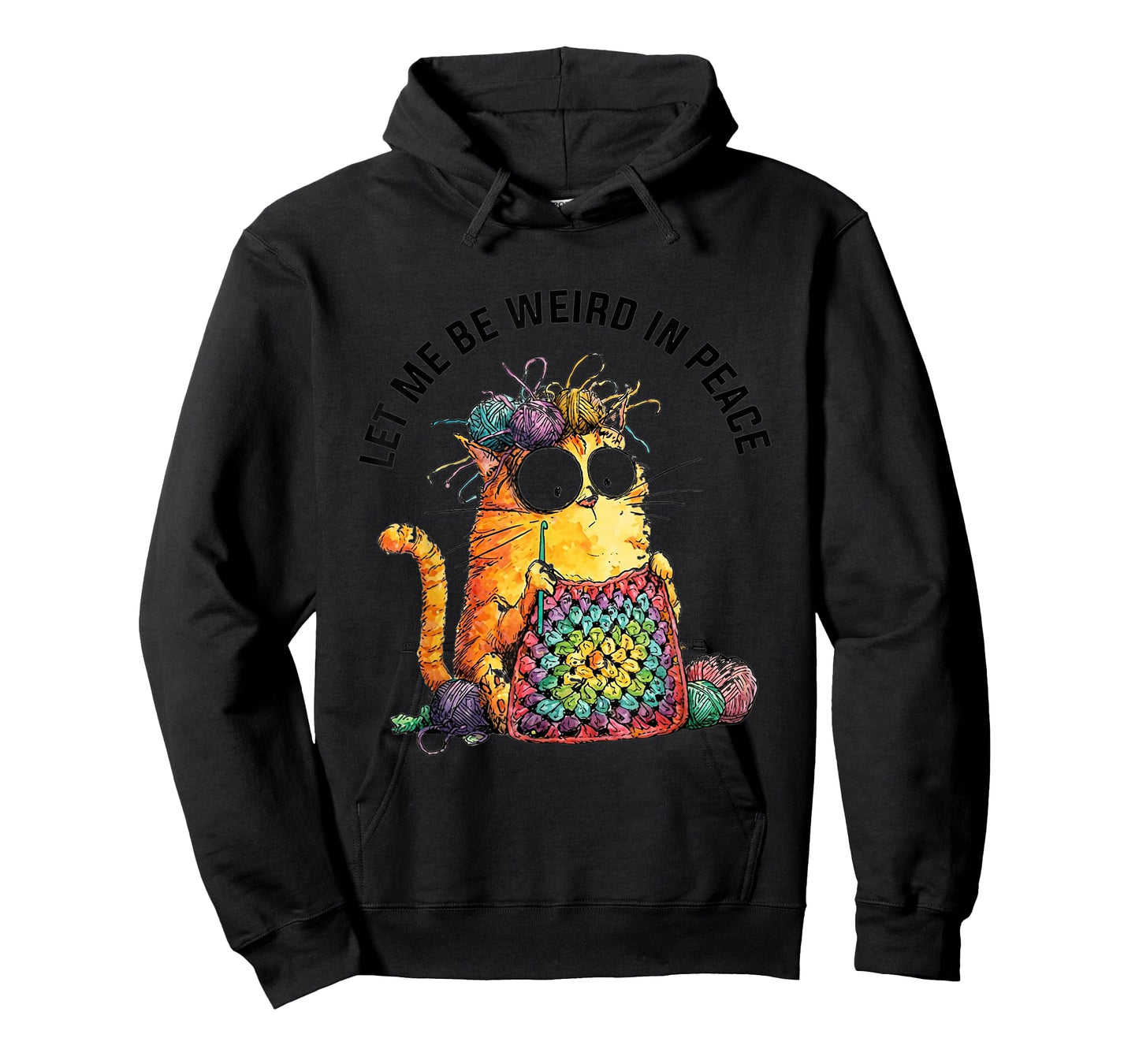 Let Me Be Weird in Peace Crochet Cat Humor Art T-Shirt