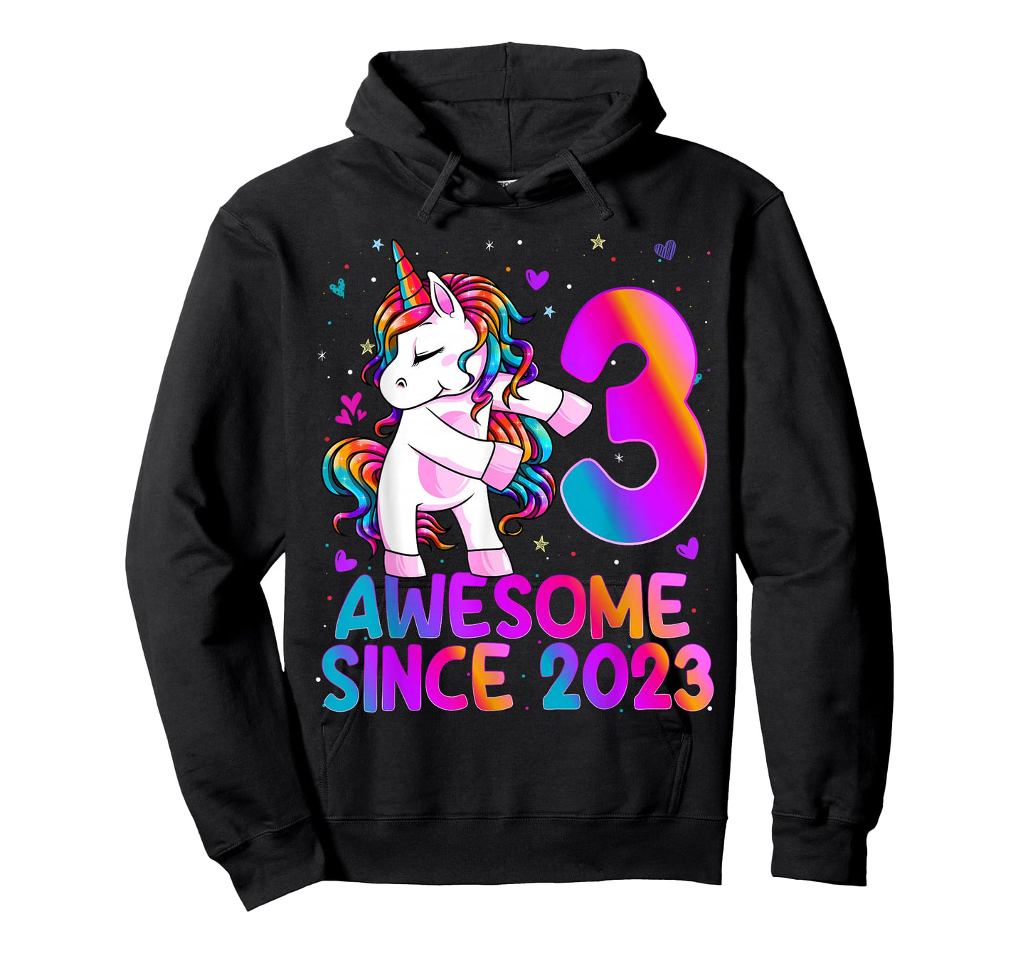 3 Year Old Girl Awesome Since 2023 Unicorn 3rd Birthday Girl T-Shirt