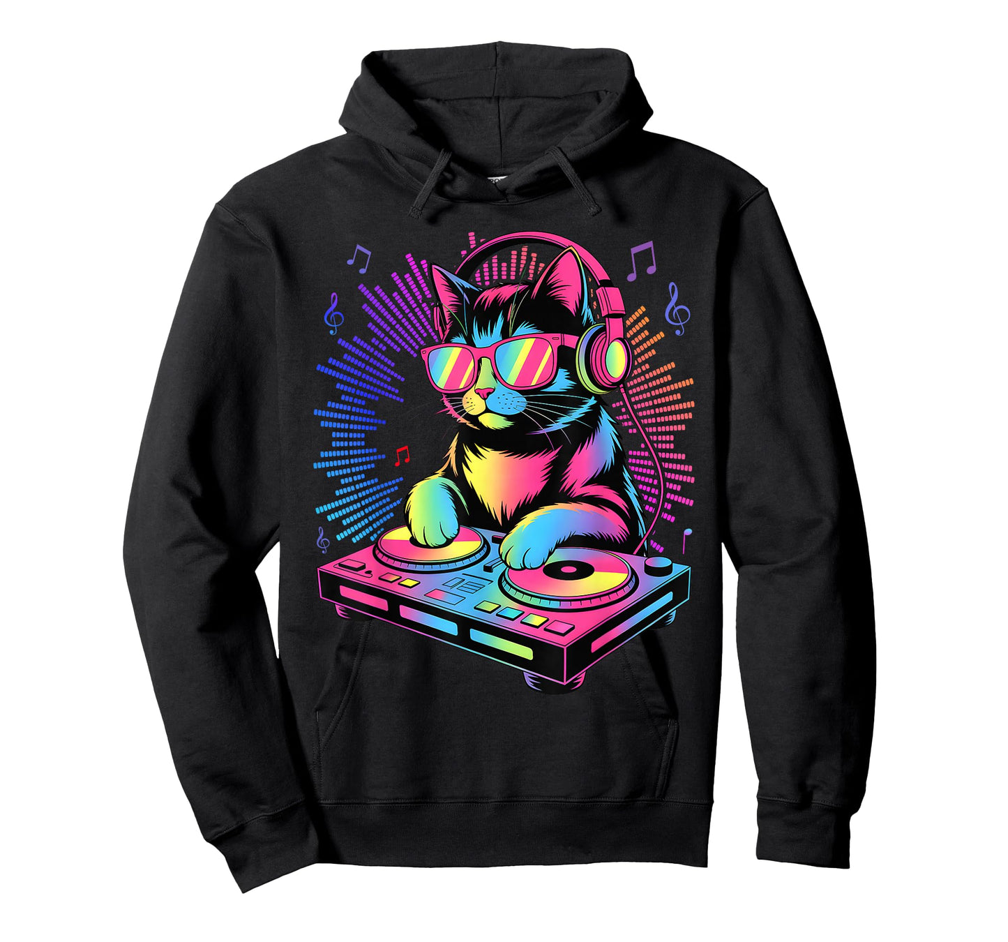 House DJ Cat Rainbow Kitty on Turntable Disco T-Shirt