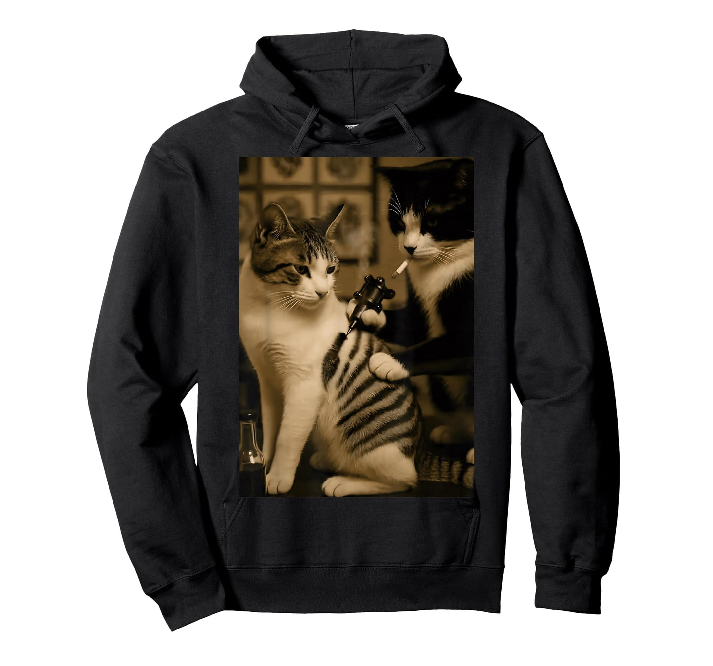 Retro Tattoo Cat Meme Smoking Cat Humor Cat Lover Tattooist T-Shirt