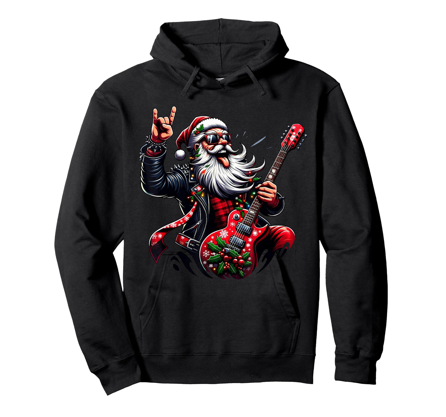Sleigher Vintage Santa Guitar Rock On Christmas Xmas Men T-Shirt