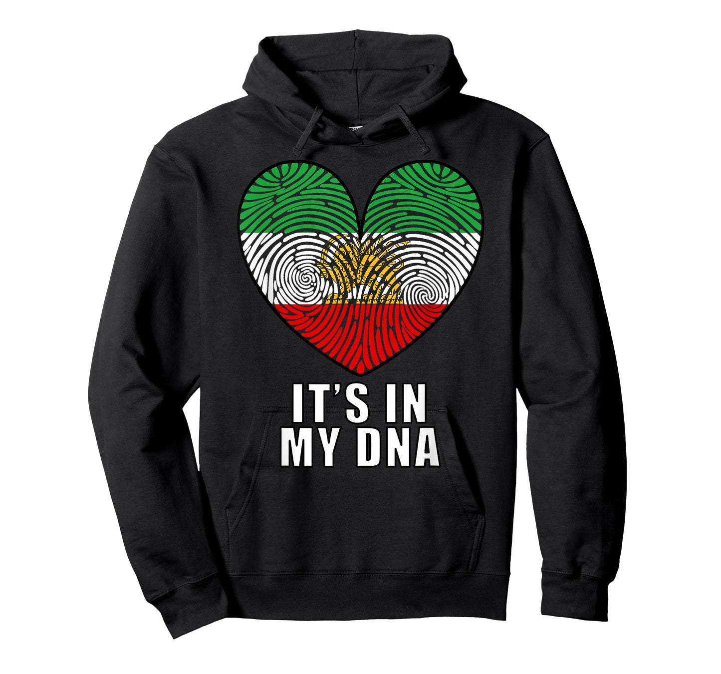 Iran Map with Lion and Sun Emblem Heart Shape Fingerprint T-Shirt