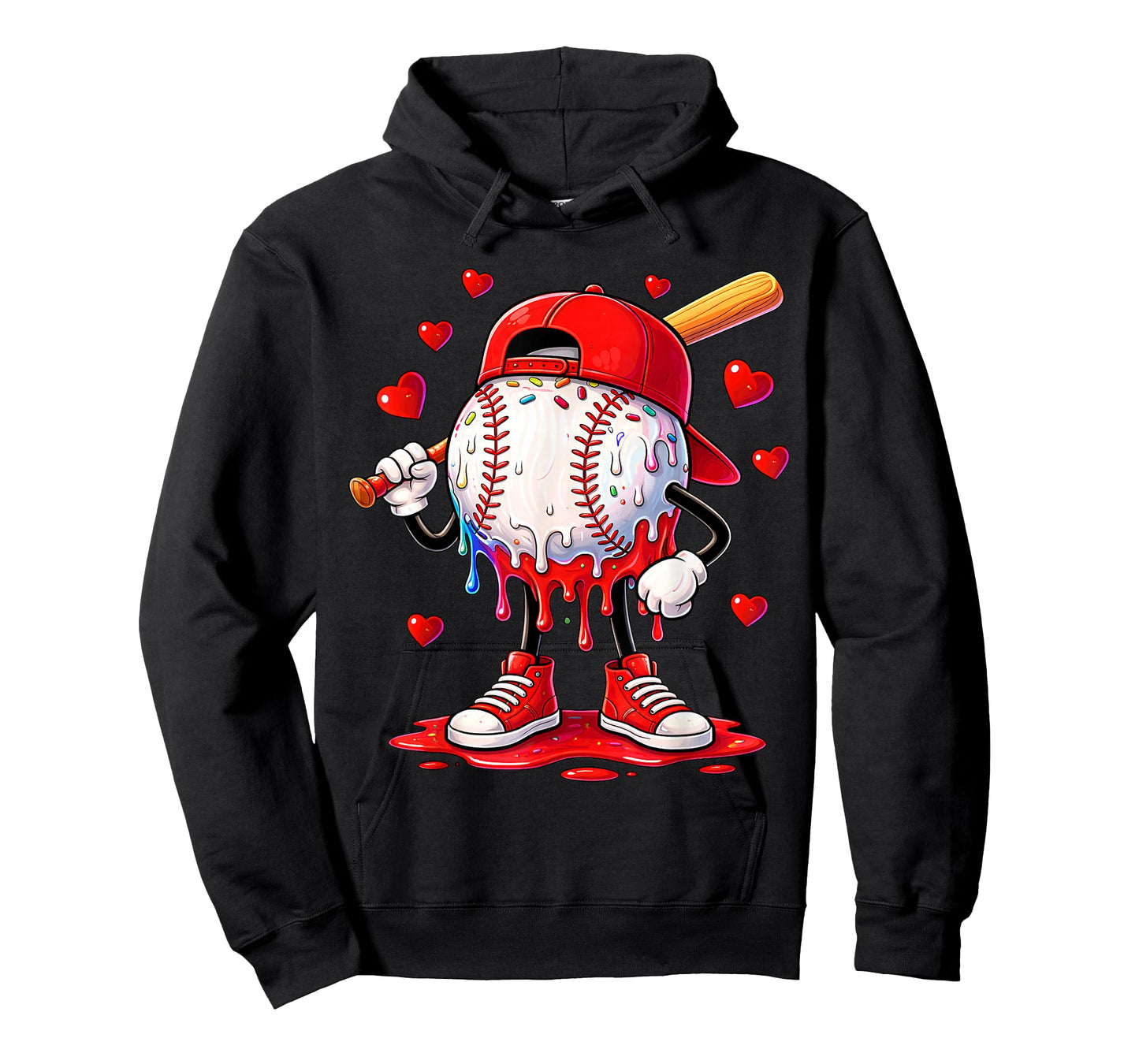 Valentine Baseball Heart Drip Sport Love Valentines Day Boys T-Shirt