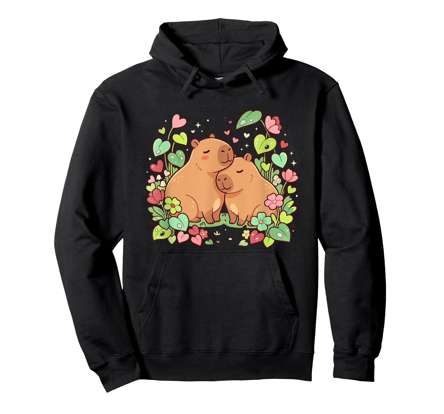 Capybara Couple Cute Valentine's Day Floral Heart T-Shirt