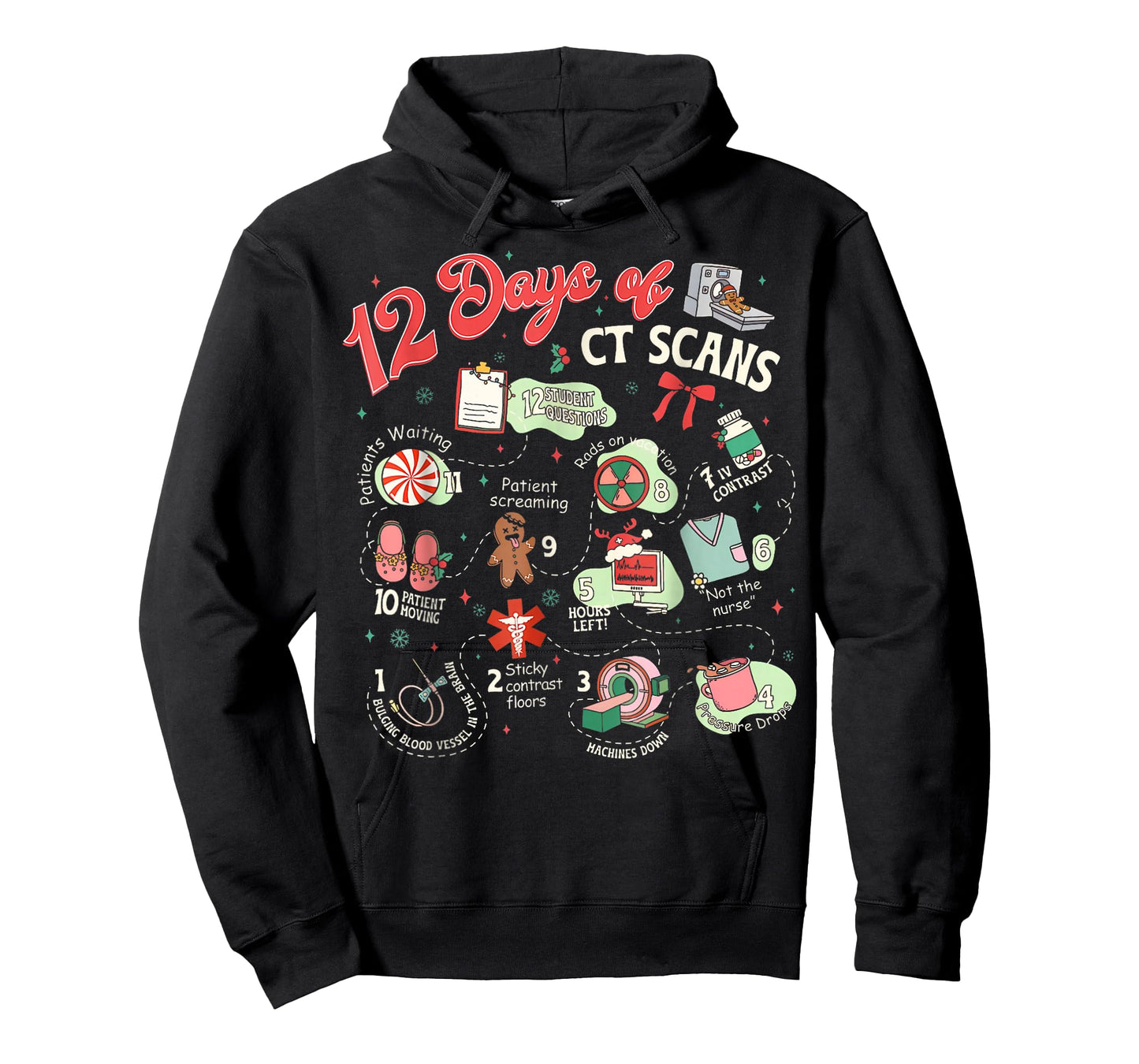 Christmas 12 Days of CT Technologist CAT Scan Radiology Xmas T-Shirt