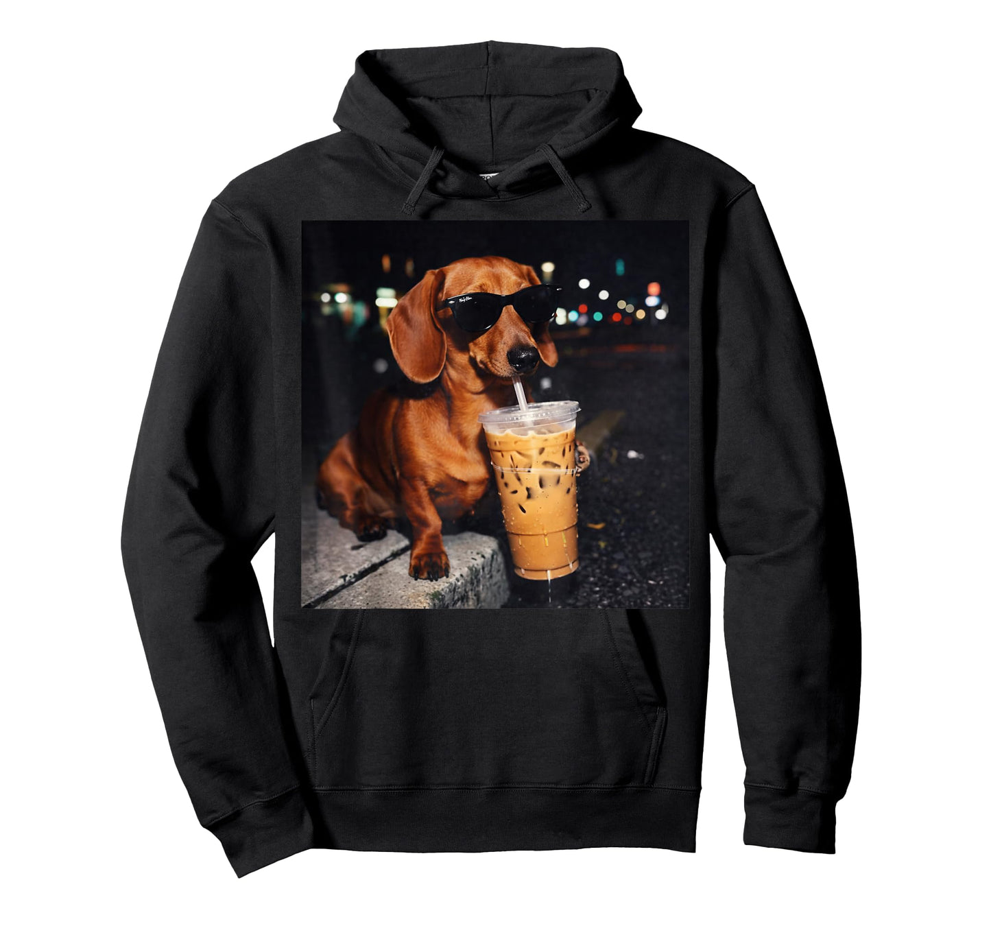 Funny Dachshund Drinking Iced Coffee Lover Humor T-Shirt