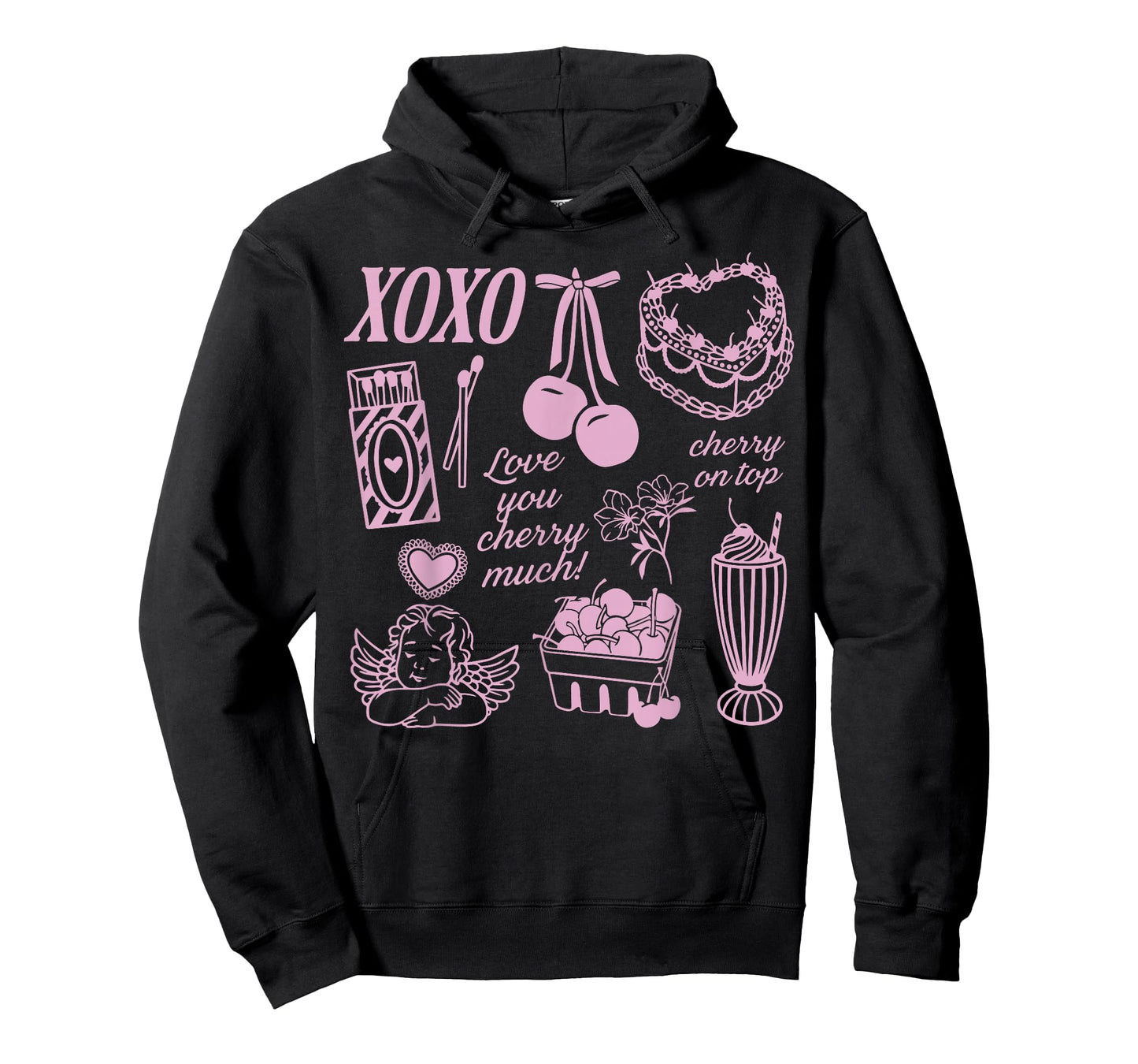 Cherry Cake XOXO Heart Womens Valentines Day T-Shirt