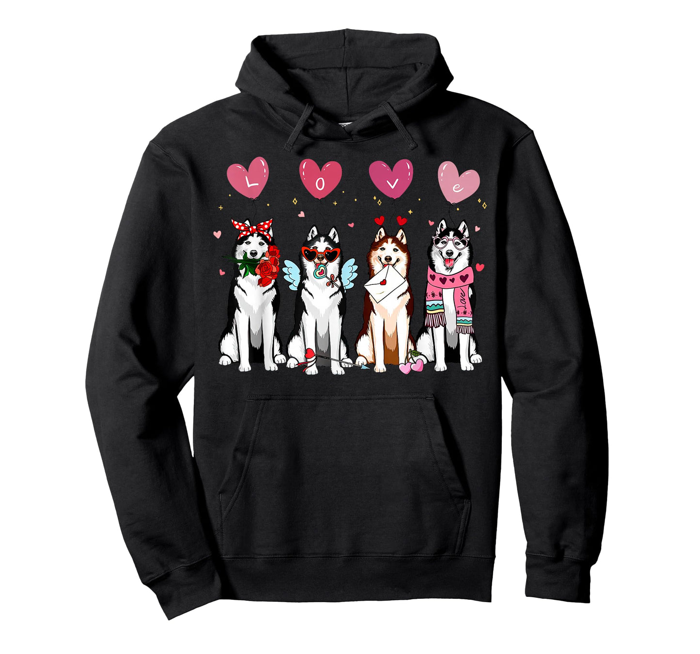 Valentine Siberian Husky Balloon Heart Dog Mom Animal Lover T-Shirt