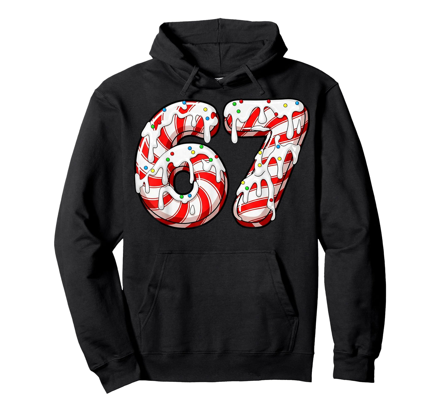 Christmas 67 Candy Cane Funny Meme Six Seven 6-7 Gen Alpha T-Shirt