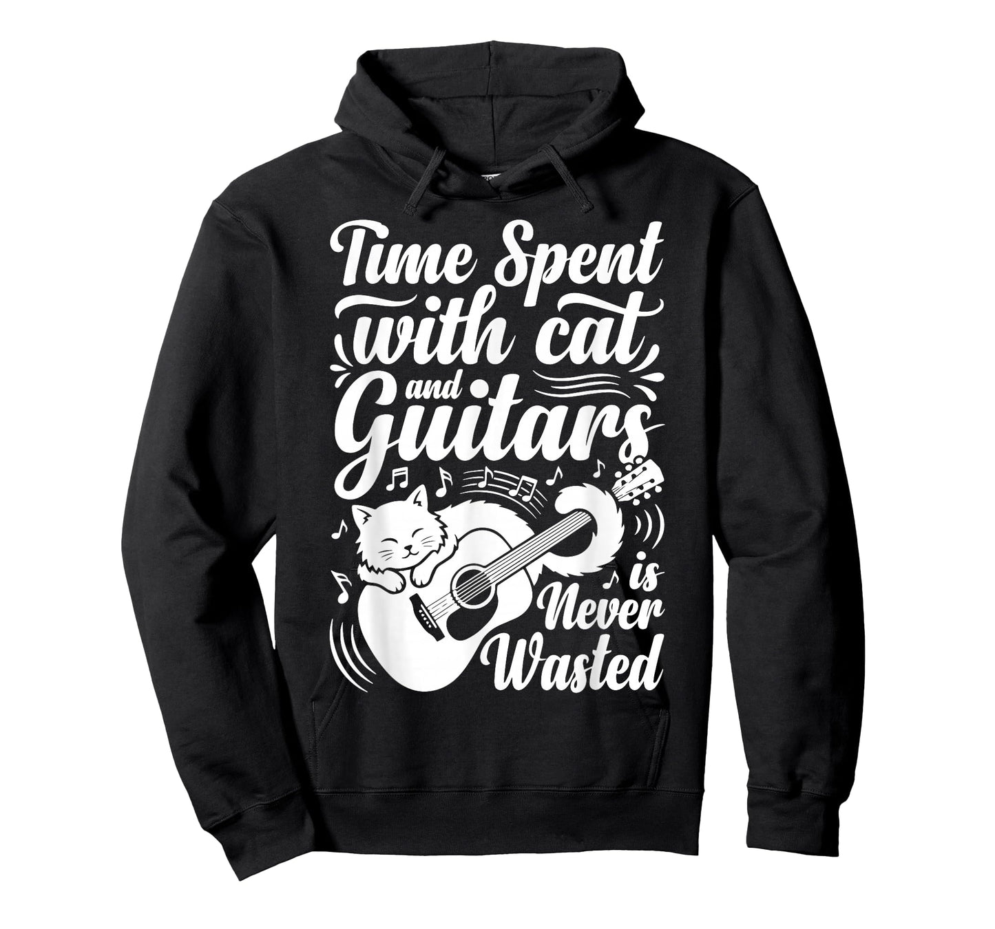 Time Spent with Cats and Guitars is Never Wasted Saying T-Shirt
