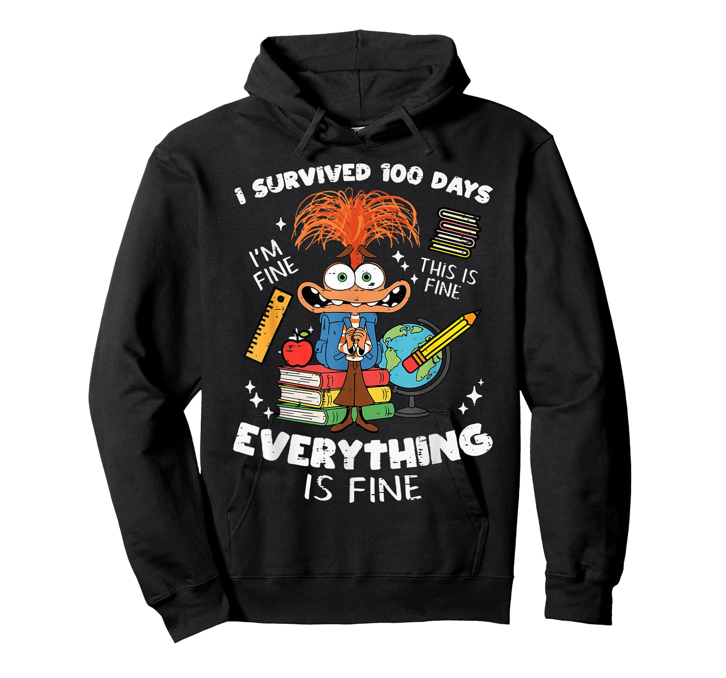 Survived 100 Days Im is Fine Anxiety 100th Day School Kids T-Shirt