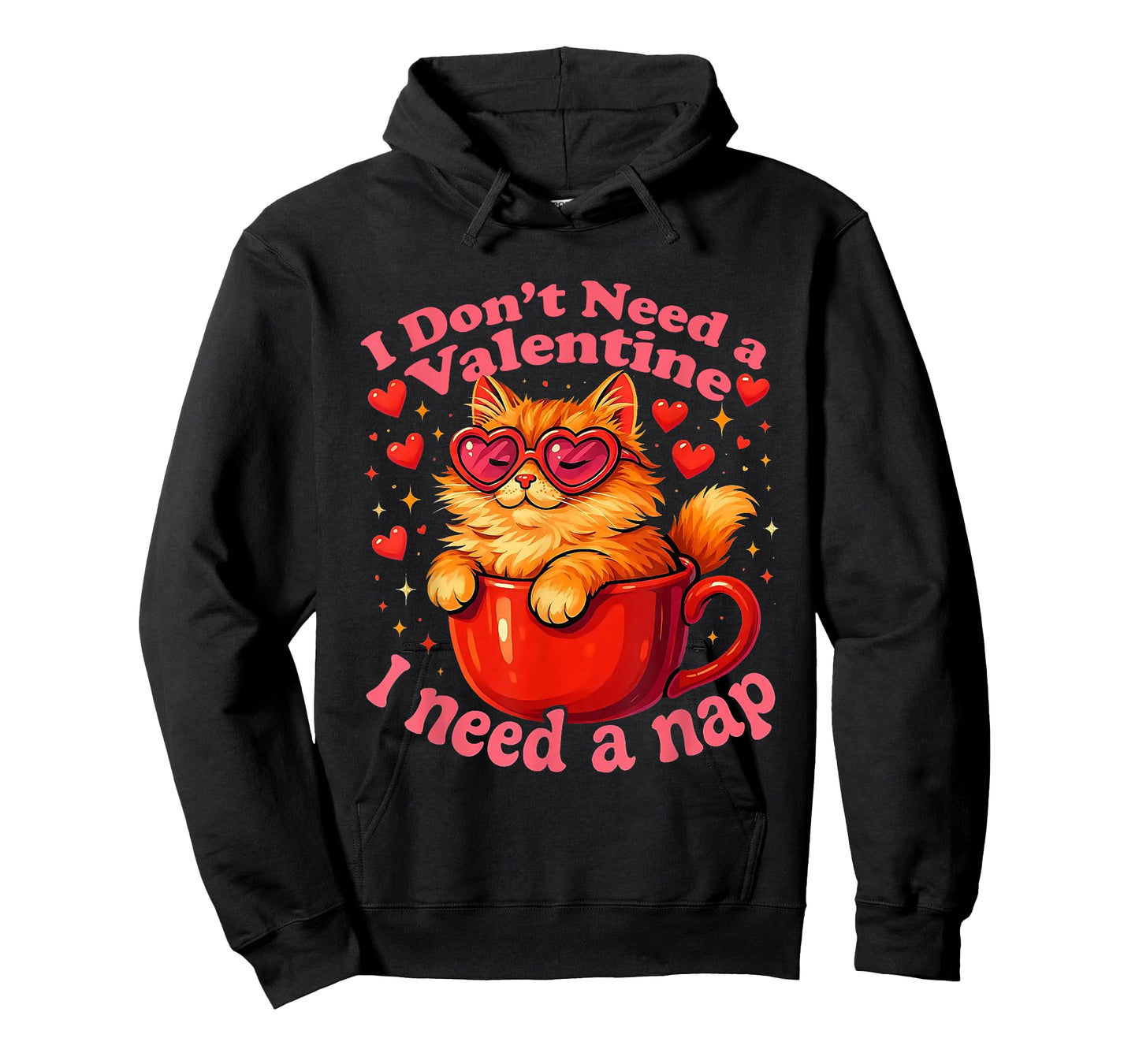 Valentine Cat Nap Funny Cozy Sleep Design T-Shirt