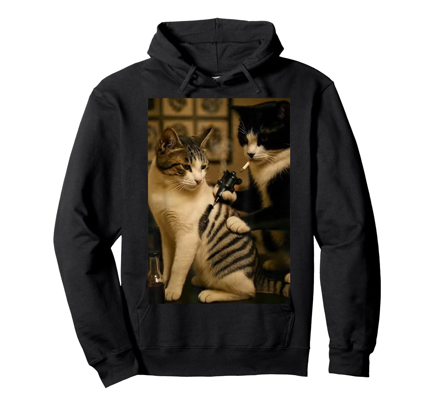 Vintage Cigarette Cat Smoking Tattoo Inked Artist Funny Meme T-Shirt