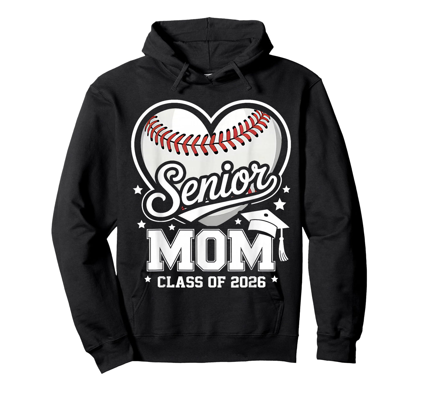 Proud Senior Mom Class of 2026 Baseball Graduation Heart Mom T-Shirt