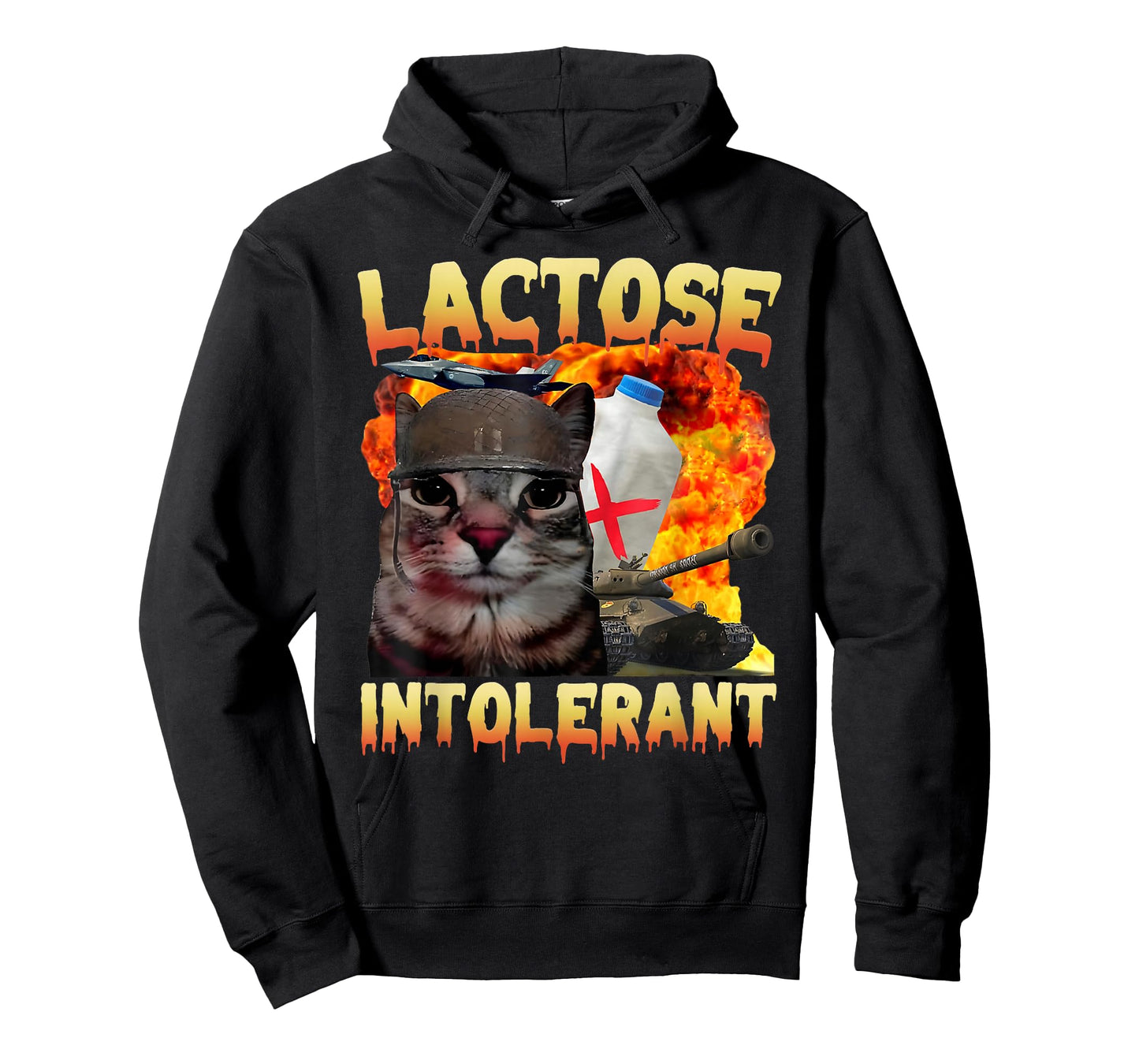 Lactose Intolerant Silly Cat Meme Funny Saying Cat Lover T-Shirt