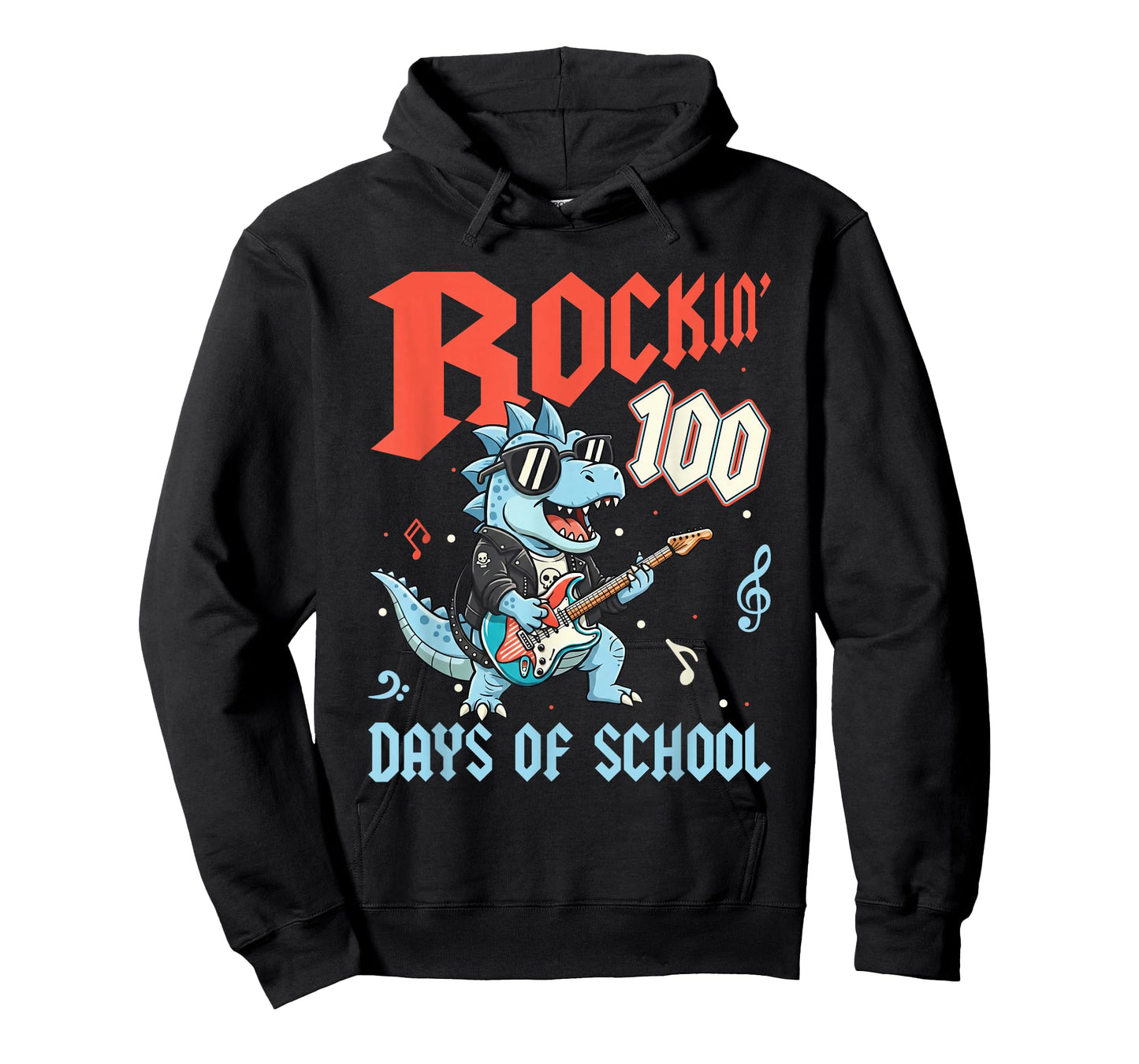 I Rocked 100 Days of School Dinosaur Guitar Kids Tee T-Shirt