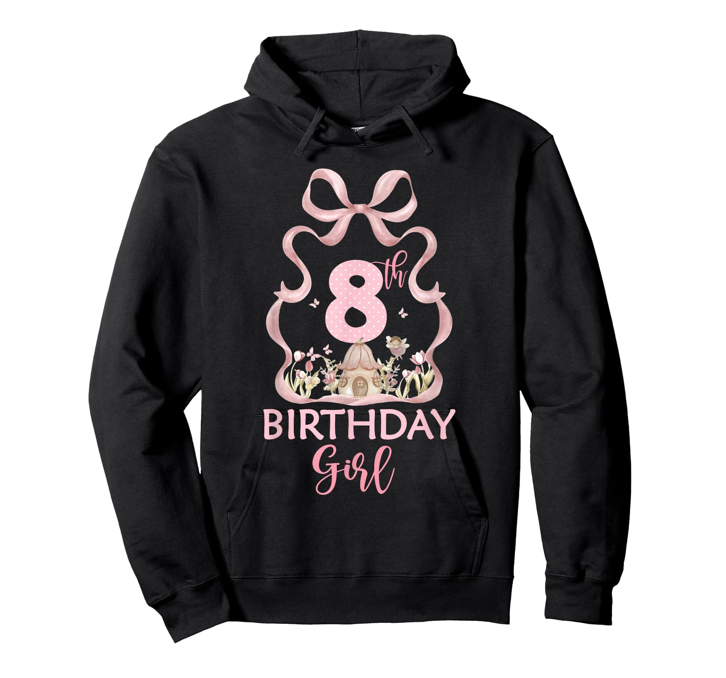It's My 8th Birthday Fairy Coquette Pink Bow Girl 8 Year Old T-Shirt