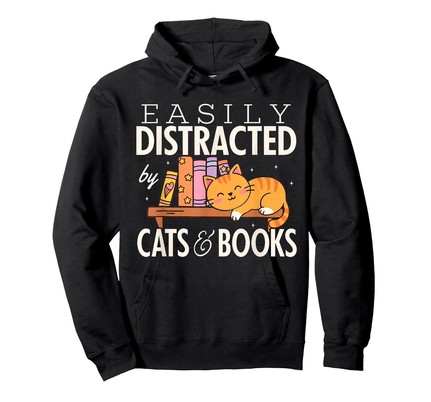 Easily Distracted by Cats and Books Cute Cat Reading Reader T-Shirt